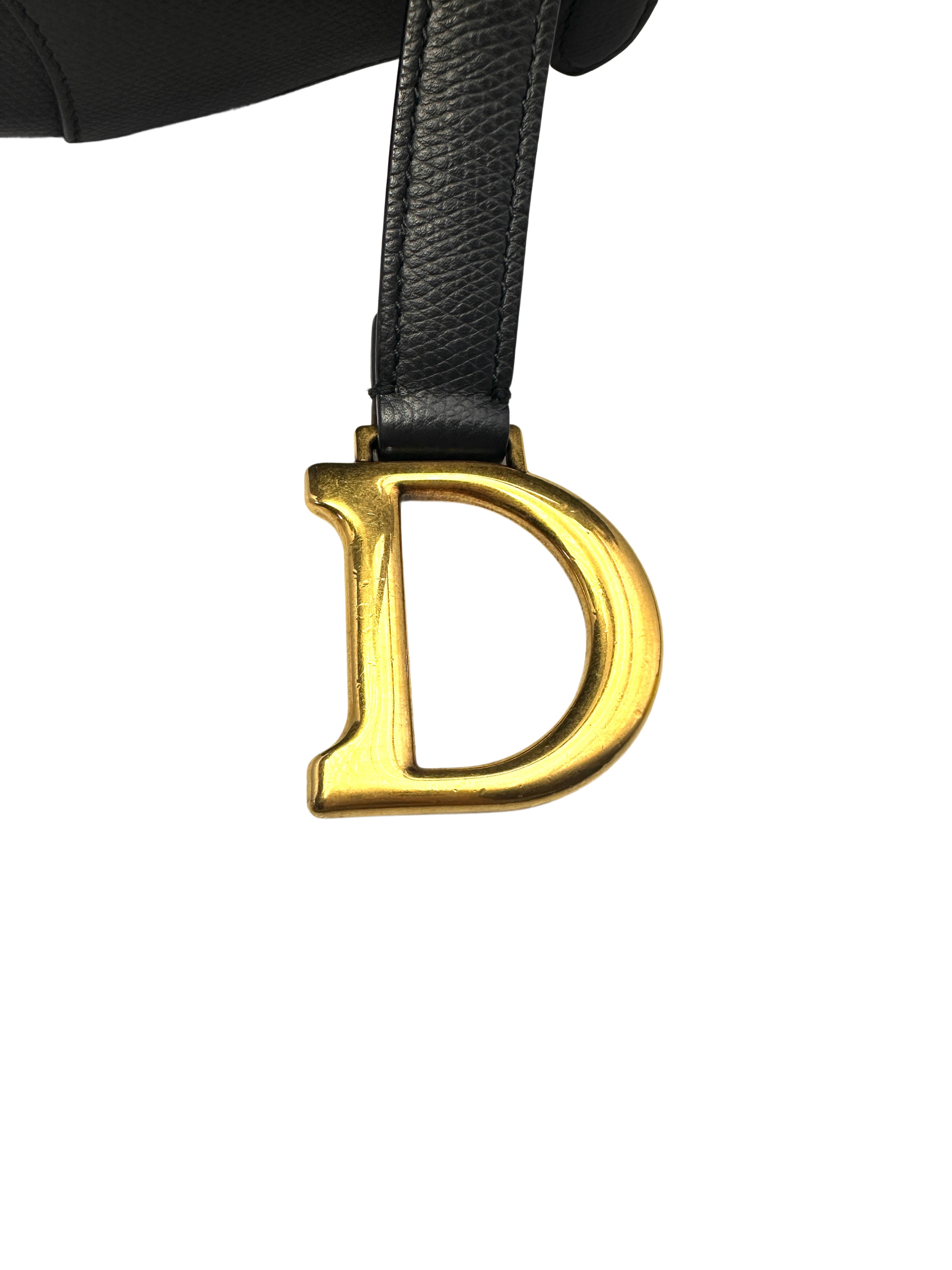 Christian Dior Black Leather Small Size Saddle Bag DR492
