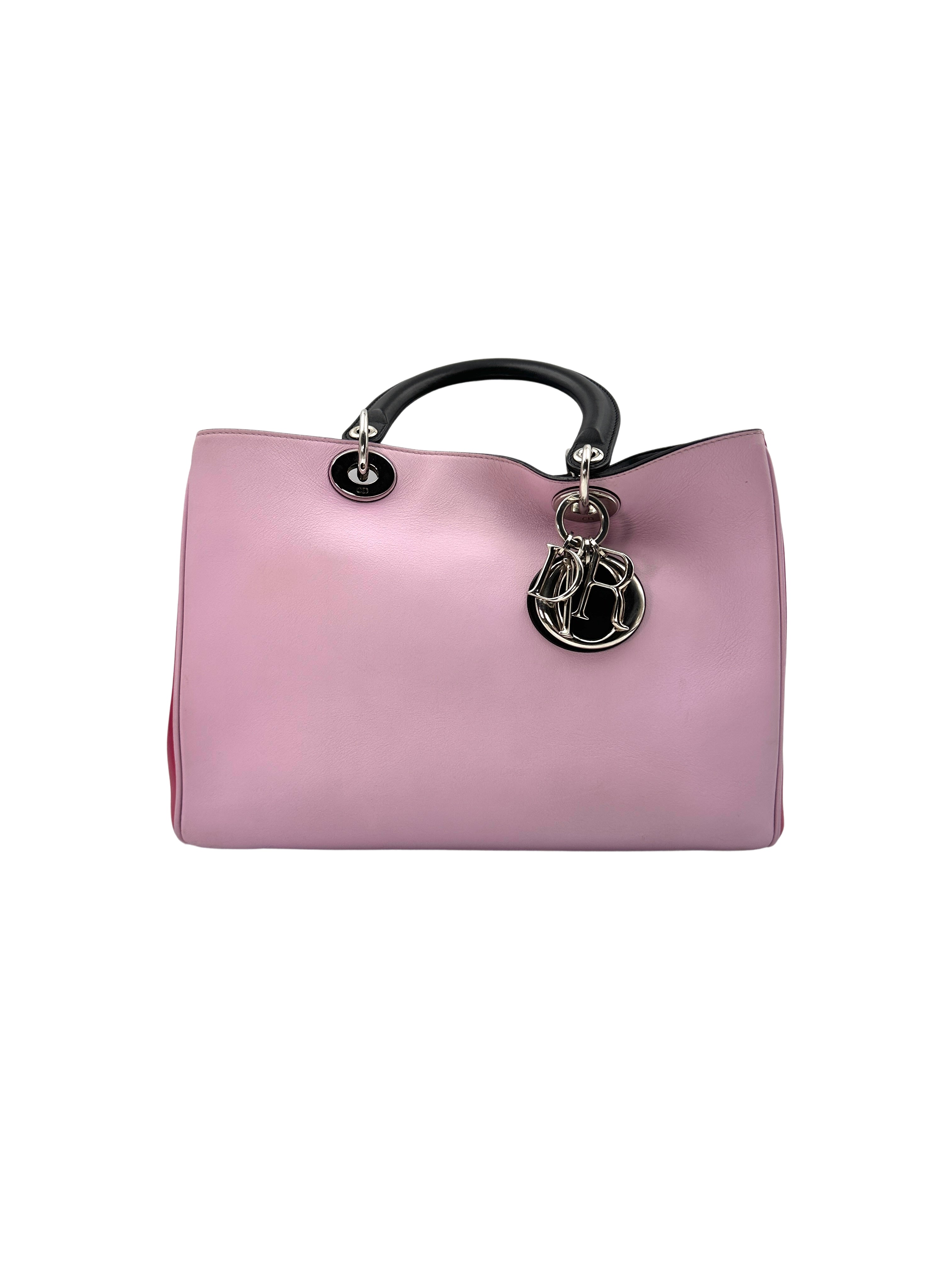 Christian Dior Diorissimo Pink Leather Handle Bag With Pouch DR496