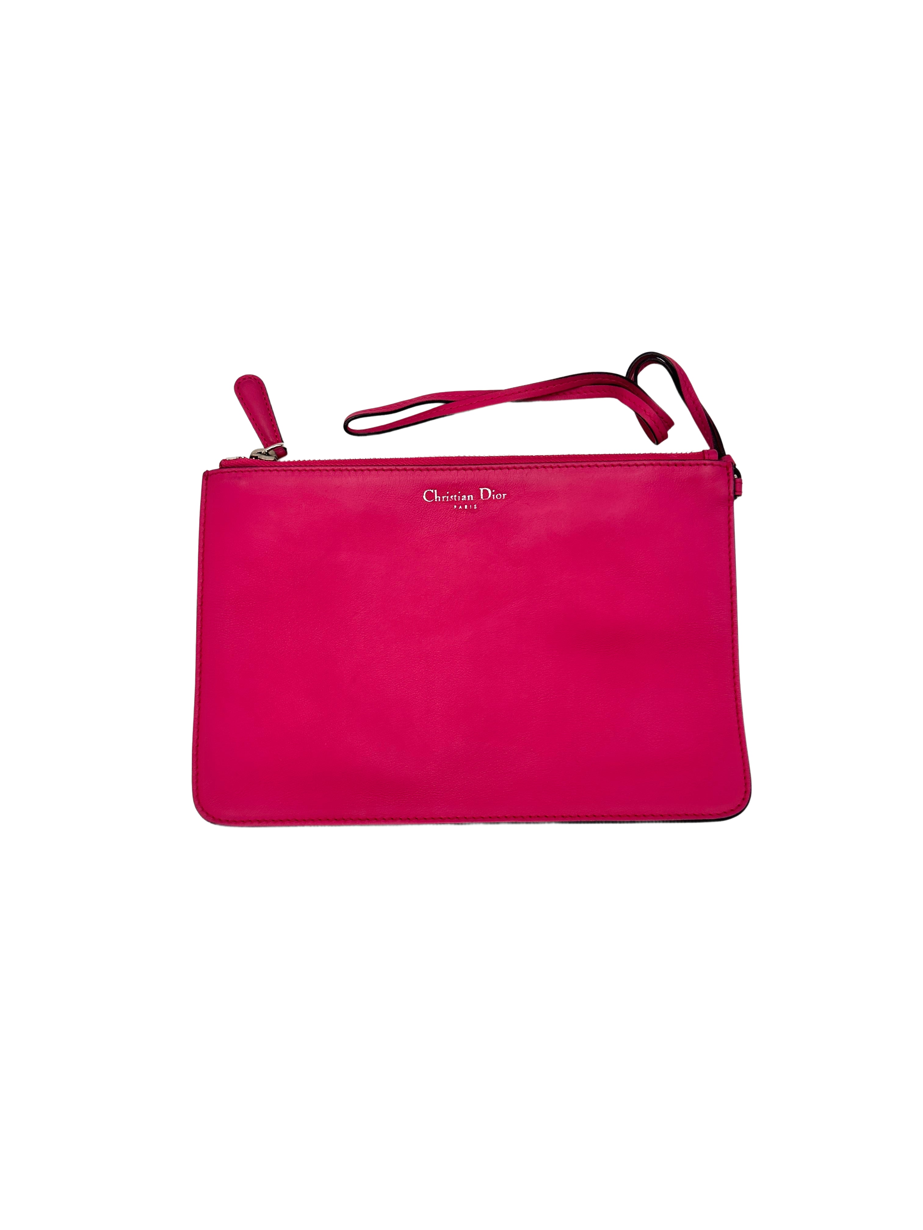 Christian Dior Diorissimo Pink Leather Handle Bag With Pouch DR496