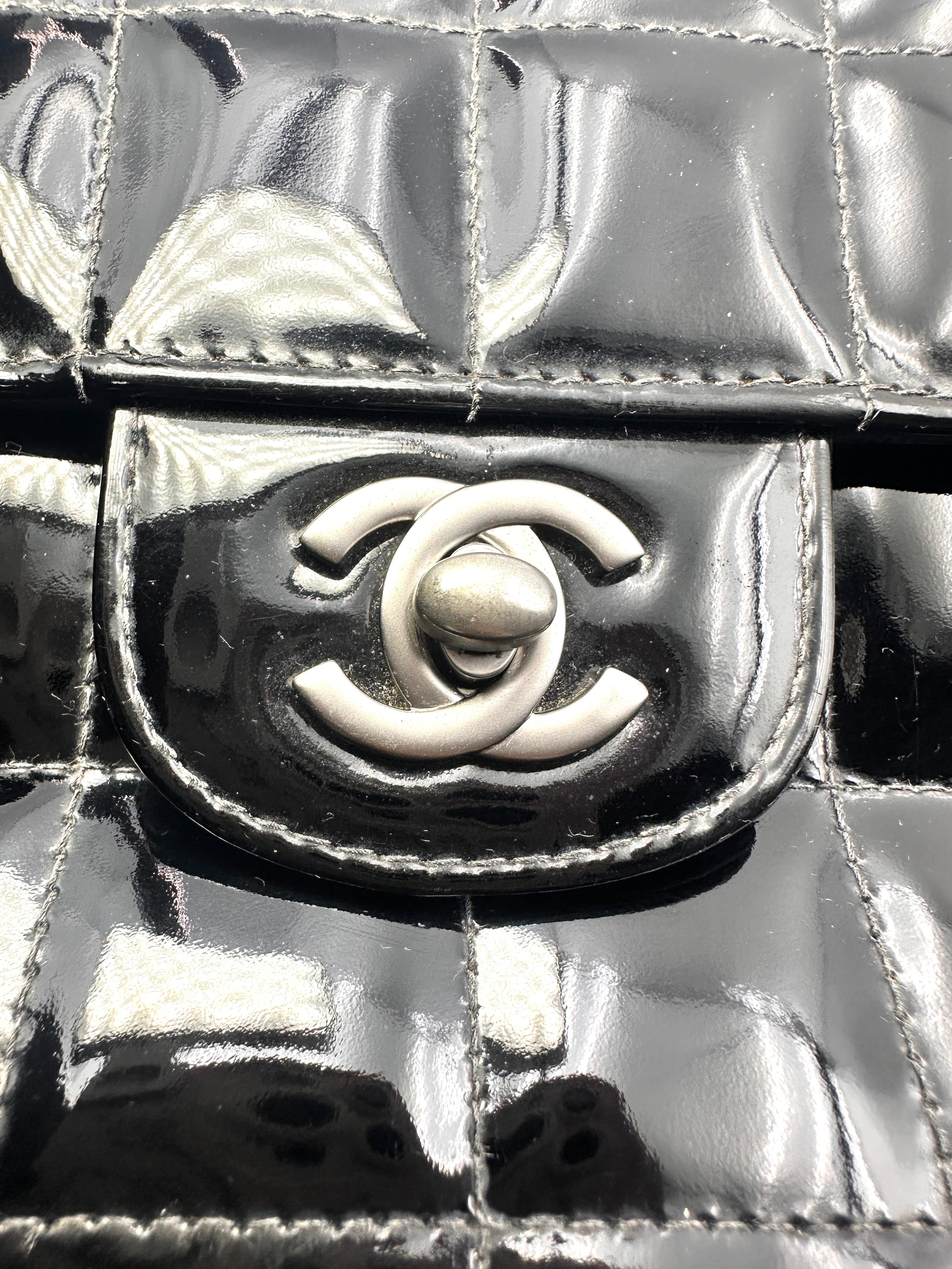 Chanel Chocolate Bar Black Patent Leather Chain Shoulder Bag(62***41) CC1413