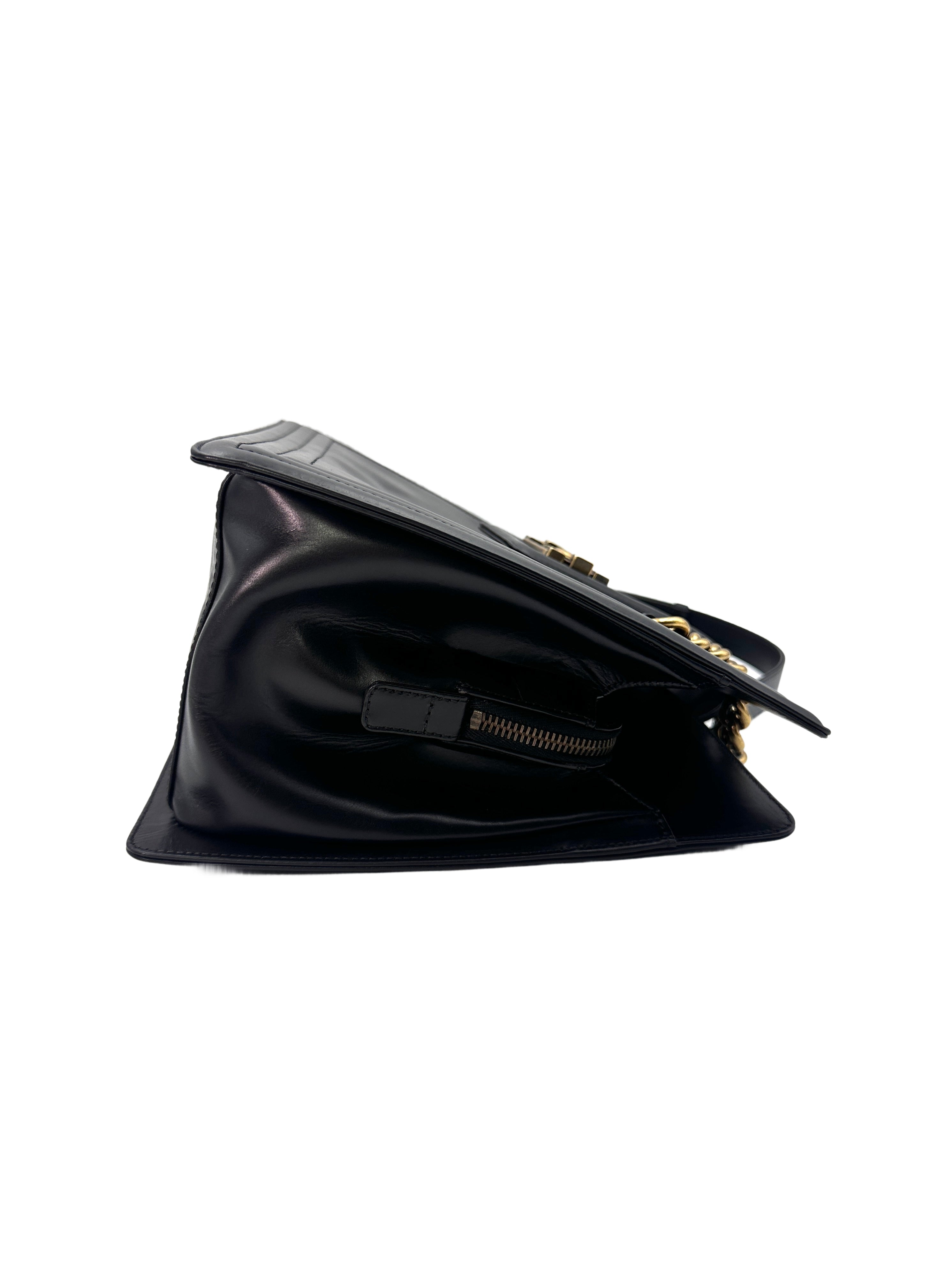 Chanel LeBoy Black Calfskin Tote Chain Bag With Gold Hardware(15***25) CC1414