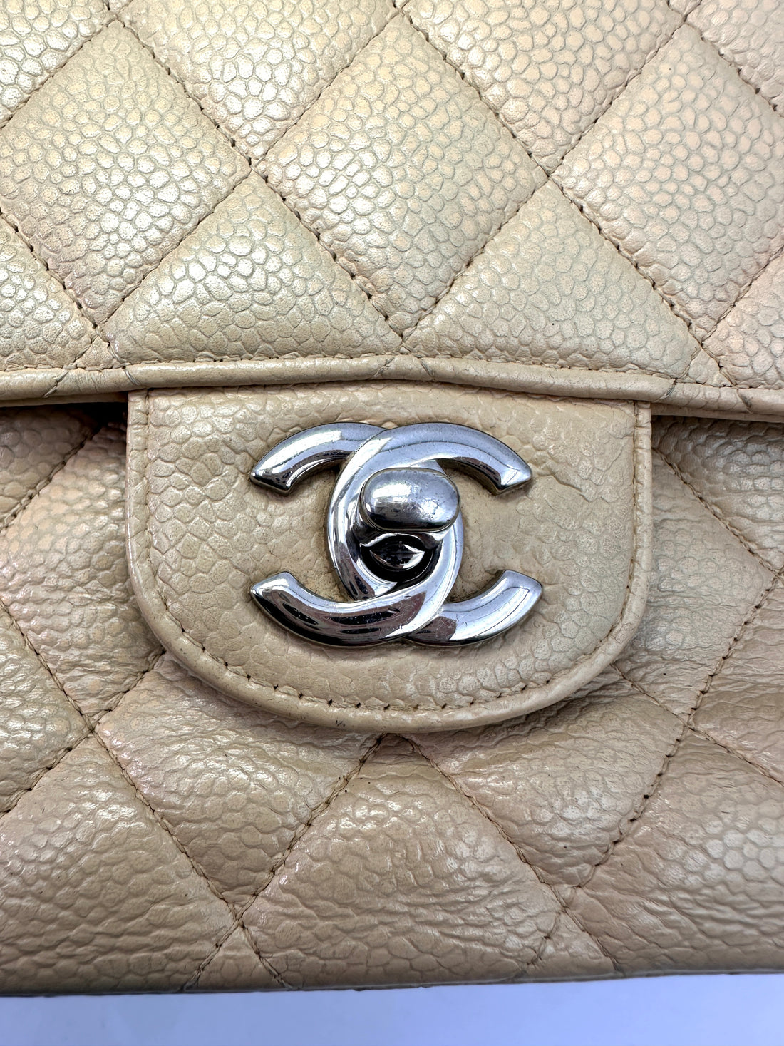 Chanel Classic Flap Beige Quilte Leather Chain Flap Bag With Siilver Buckle(16***47) CC1412