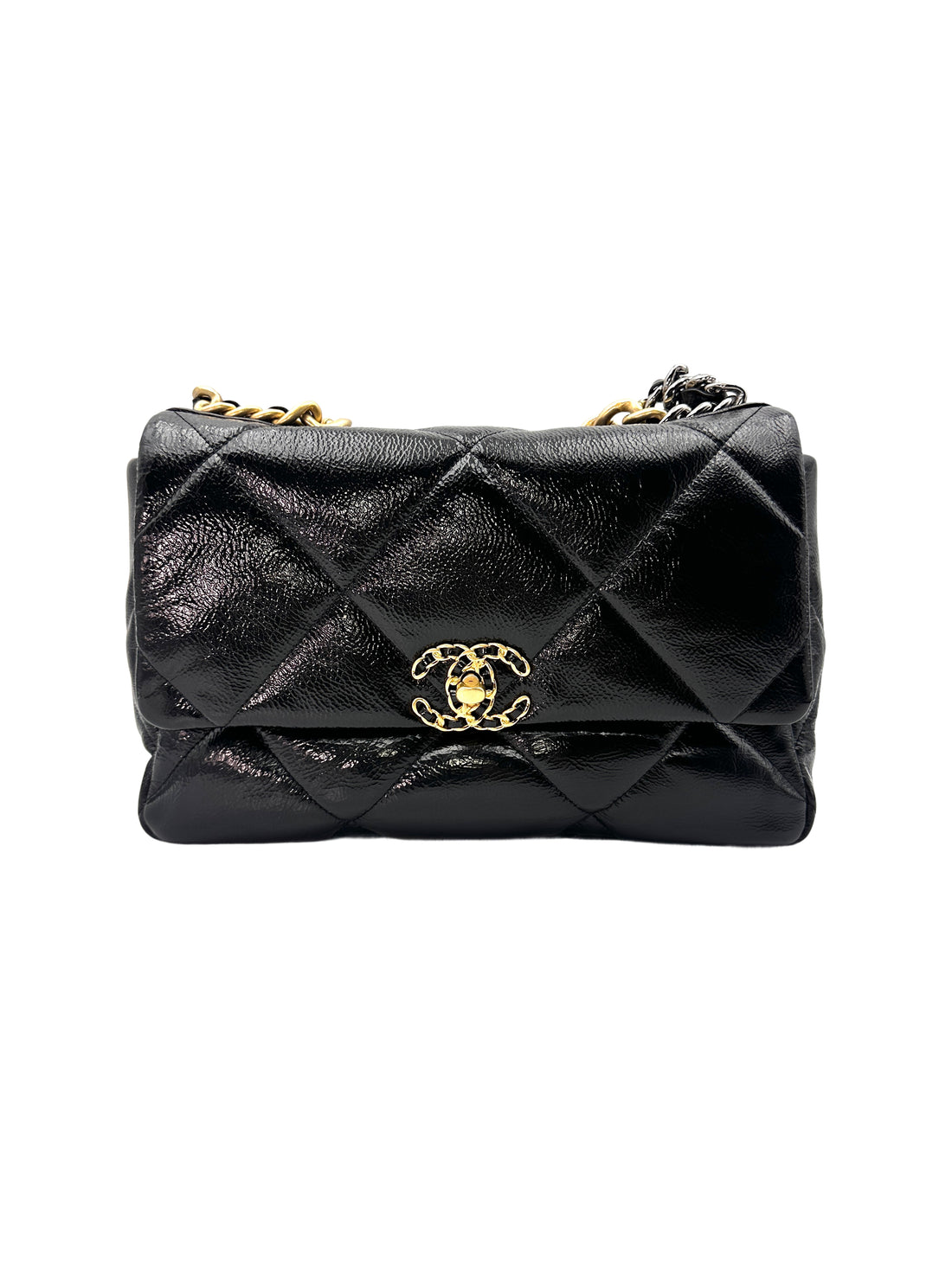 Chanel 19 Black Quilted Leather Mediem Size Flap Bag With Gold Hardware(30***77) IRIS008
