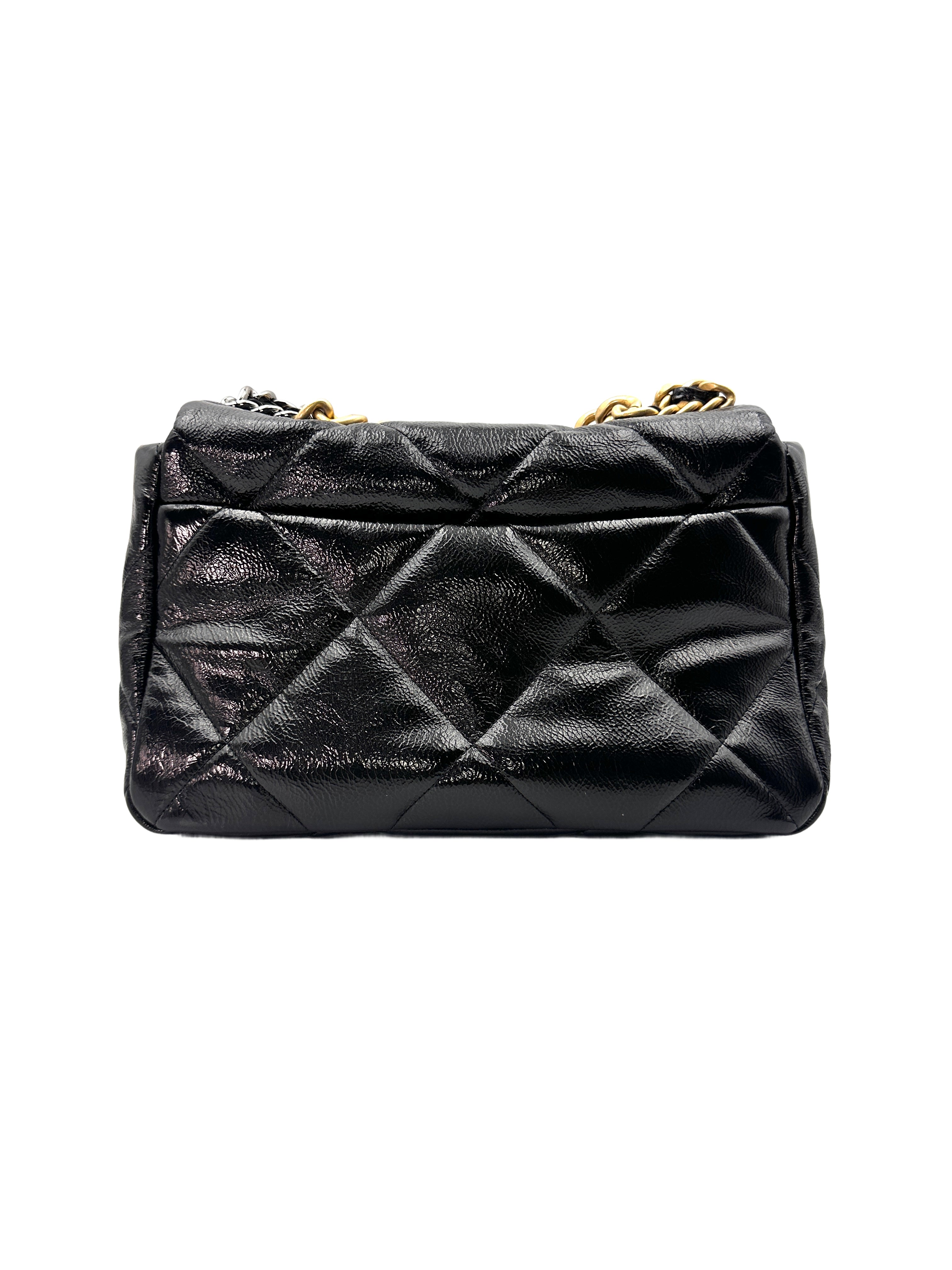 Chanel 19 Black Quilted Leather Mediem Size Flap Bag With Gold Hardware(30***77) IRIS008
