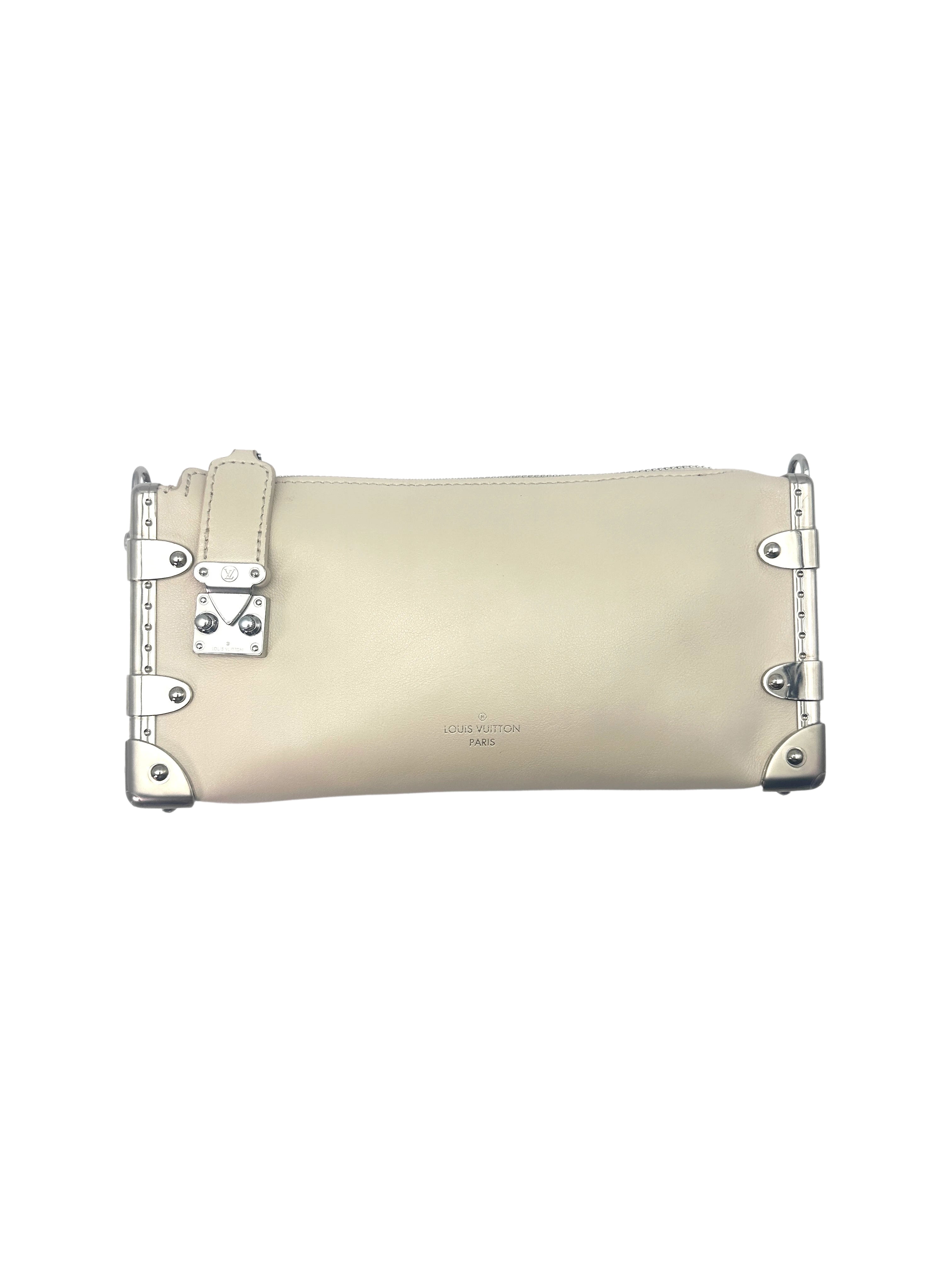 Louis Vuitton Slim Trunk Beige Leather Shoulder Bag With Silver Hardware LV1924