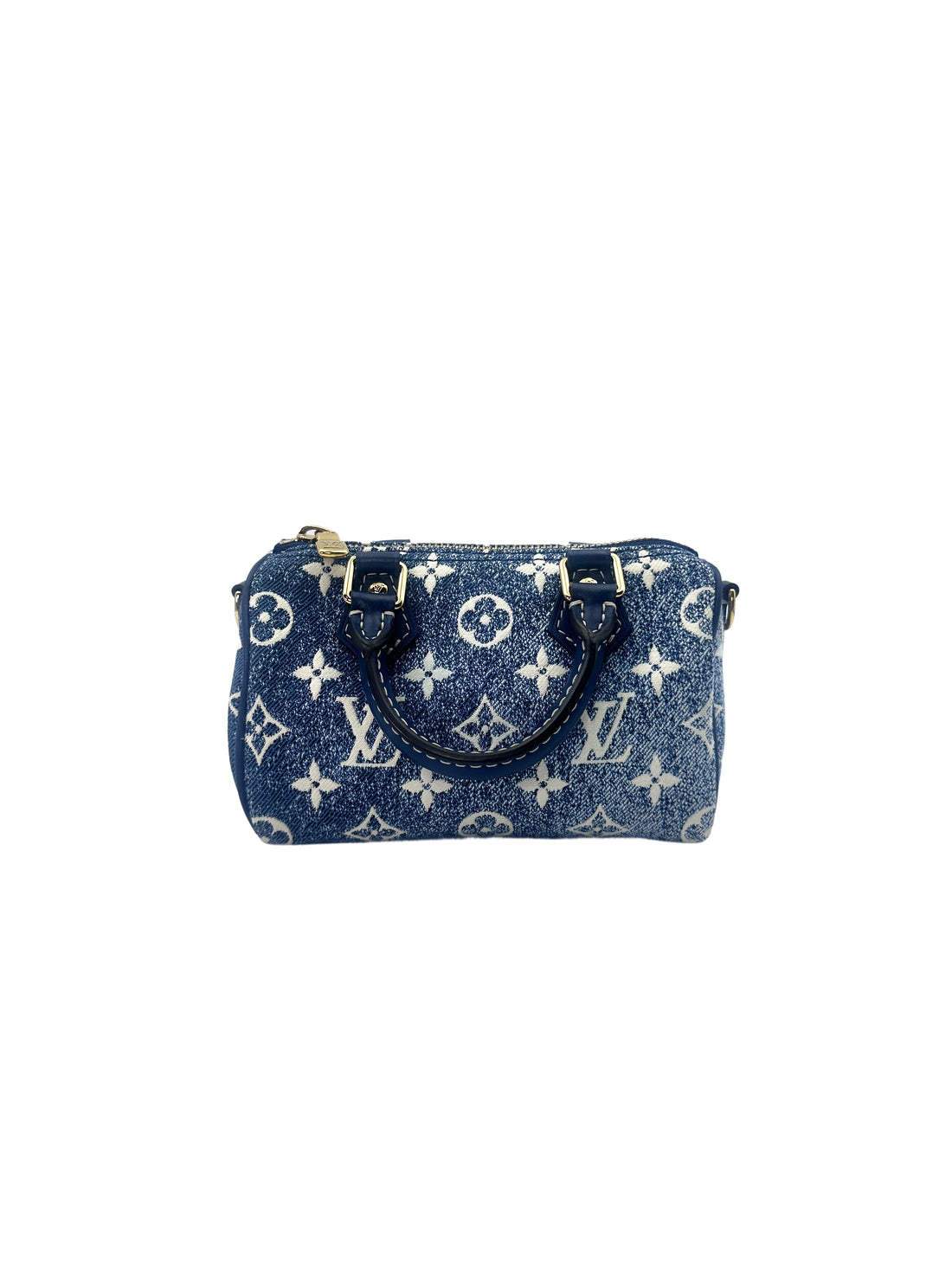 Louis Vuitton Nano Speedy Blue Monogram Jacquard Denim Handle Bag IRIS009