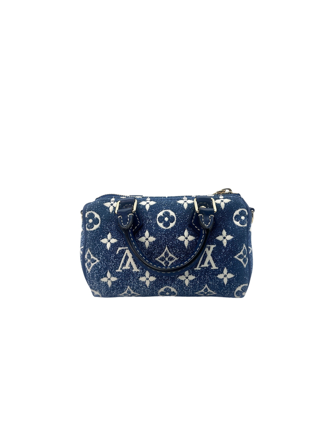 Louis Vuitton Nano Speedy Blue Monogram Jacquard Denim Handle Bag IRIS009