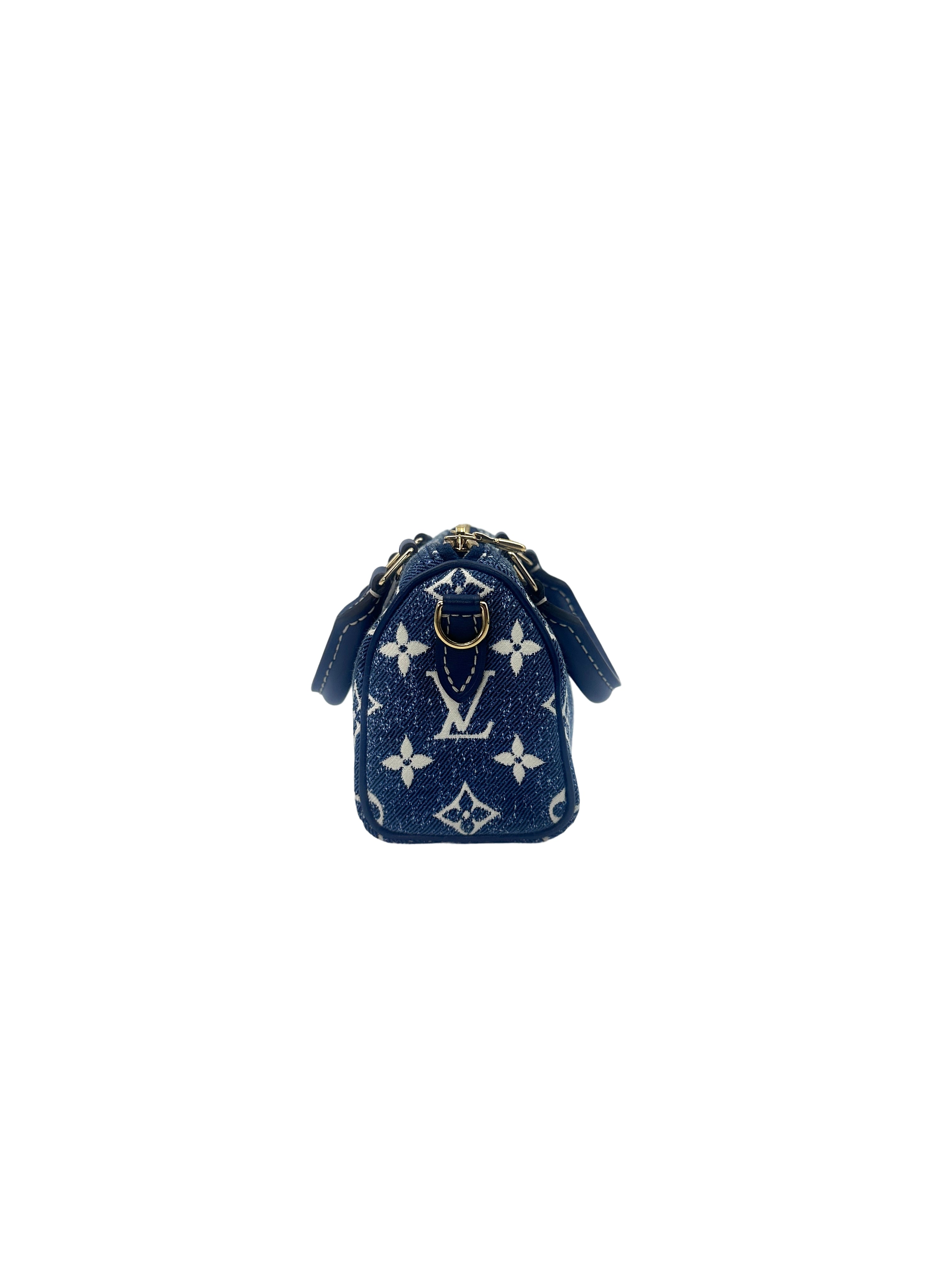 Louis Vuitton Nano Speedy Blue Monogram Jacquard Denim Handle Bag IRIS009