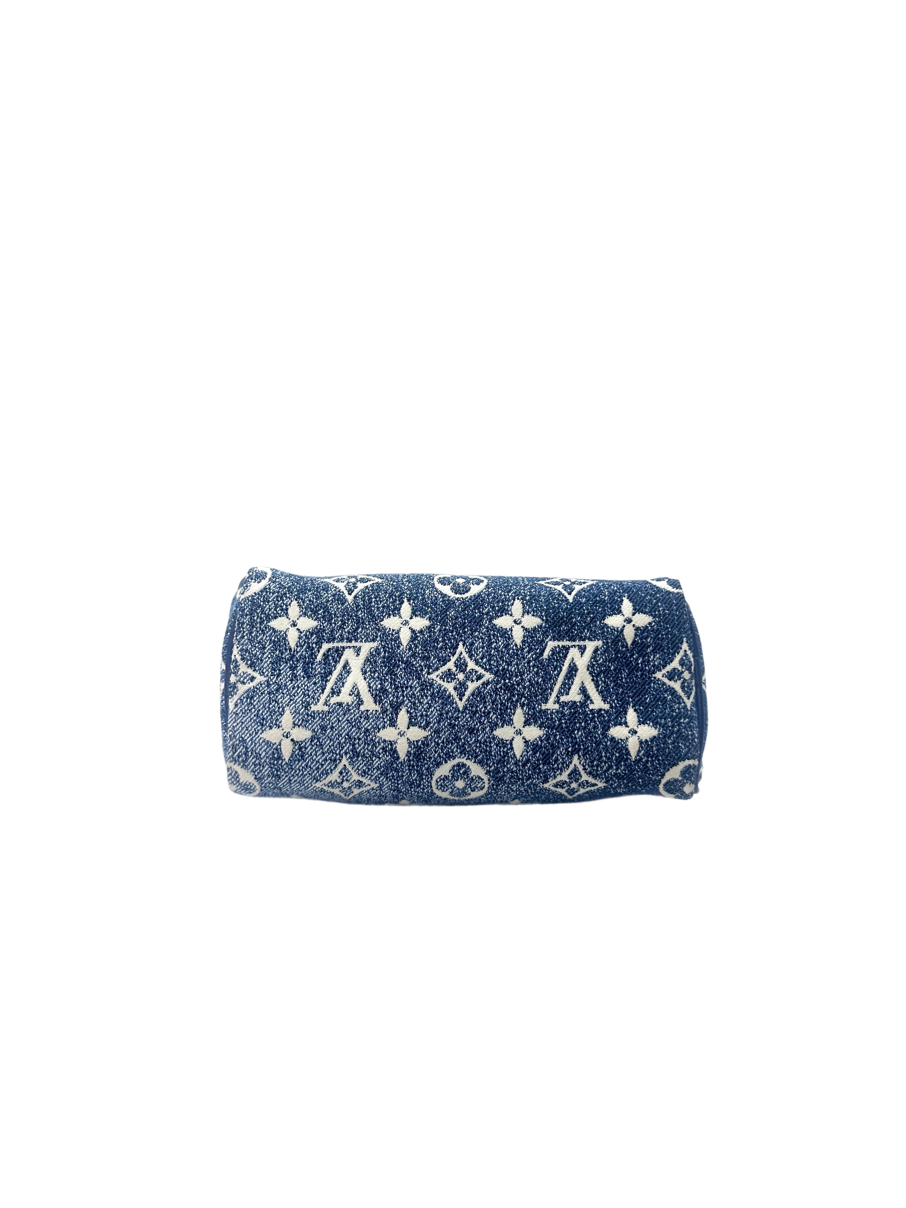 Louis Vuitton Nano Speedy Blue Monogram Jacquard Denim Handle Bag IRIS009