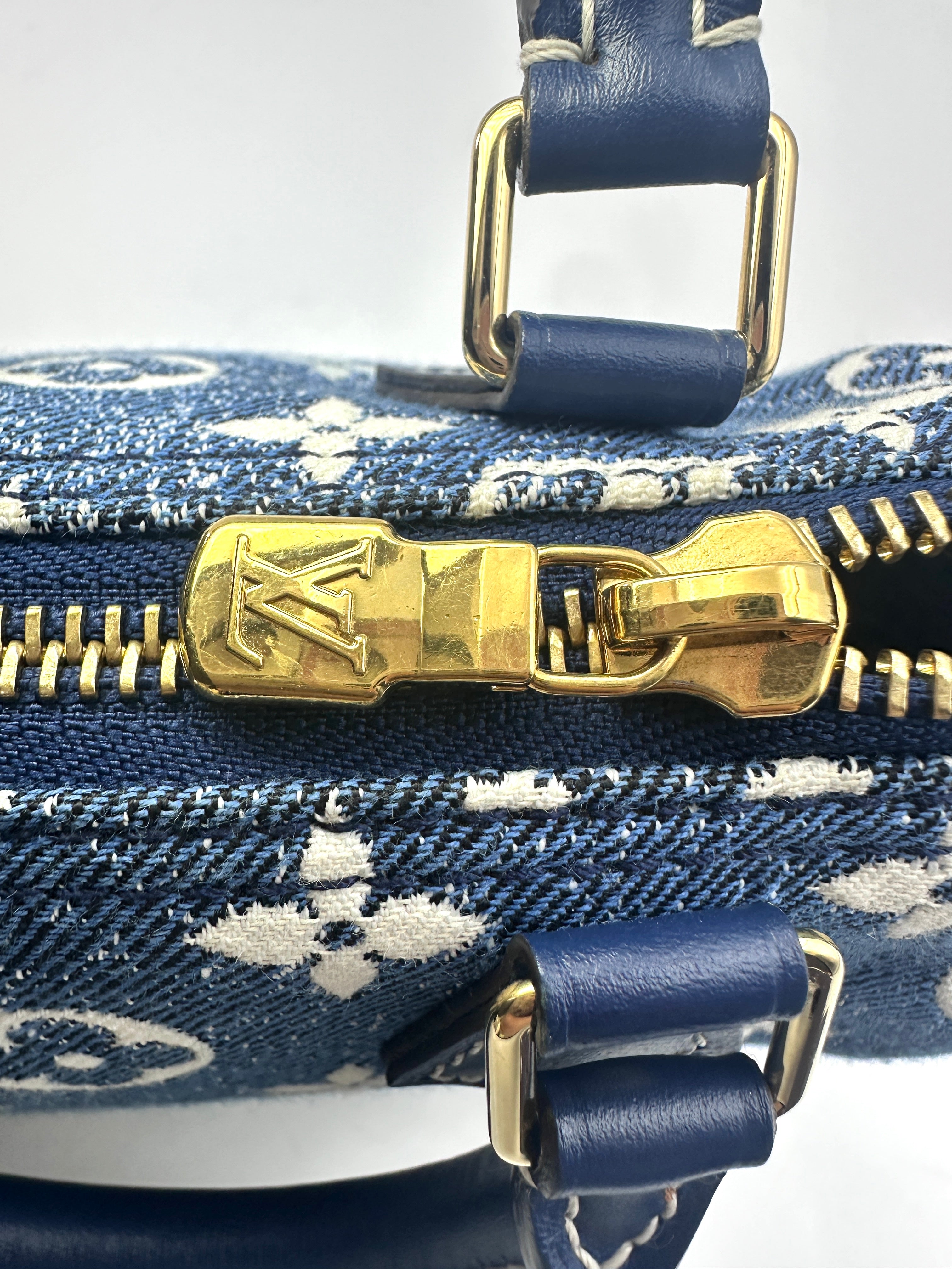 Louis Vuitton Nano Speedy Blue Monogram Jacquard Denim Handle Bag IRIS009