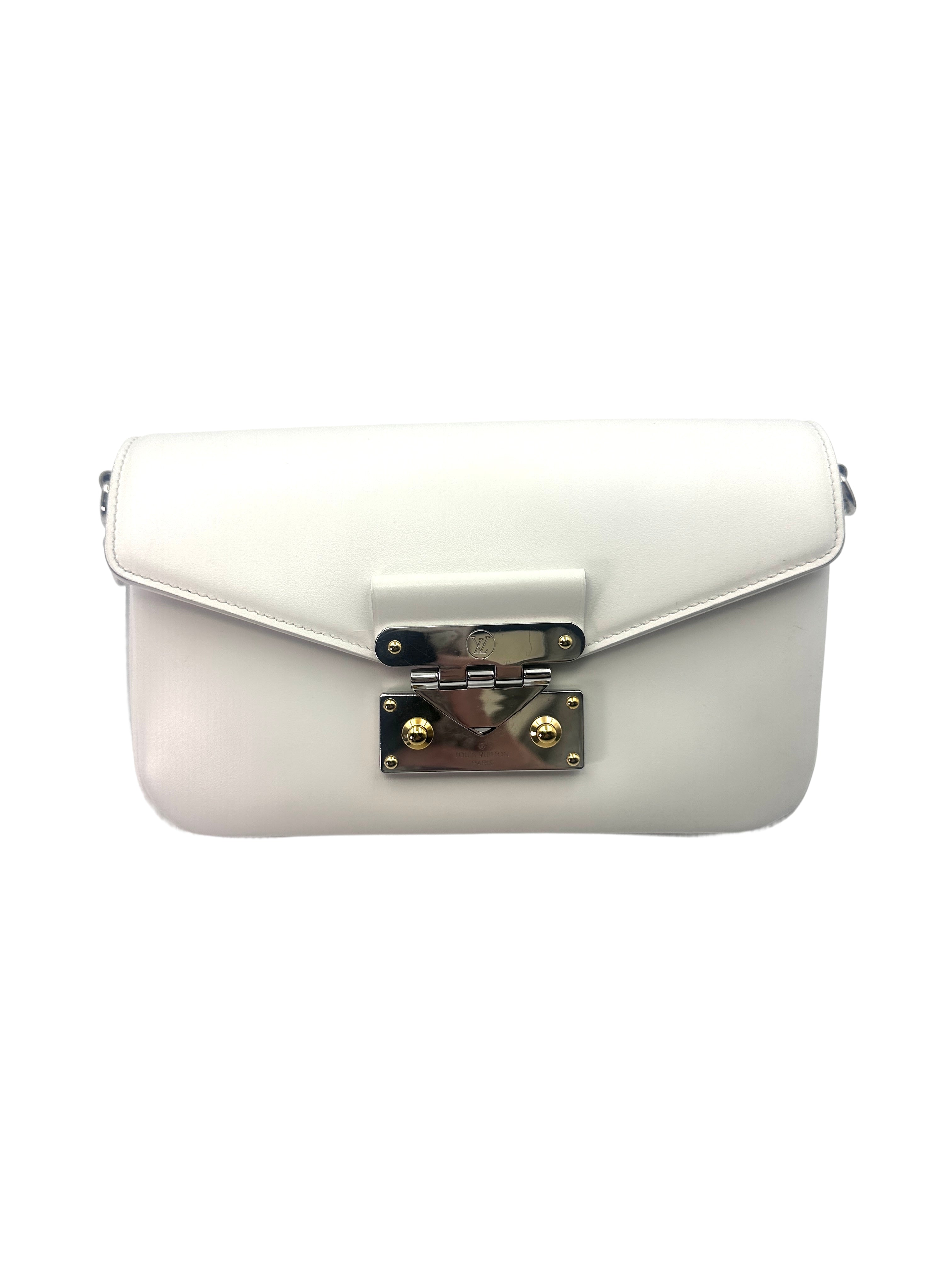 Louis Vuitton Swing White Leather Shoulder Bag With S-Lock Hardware LV1927