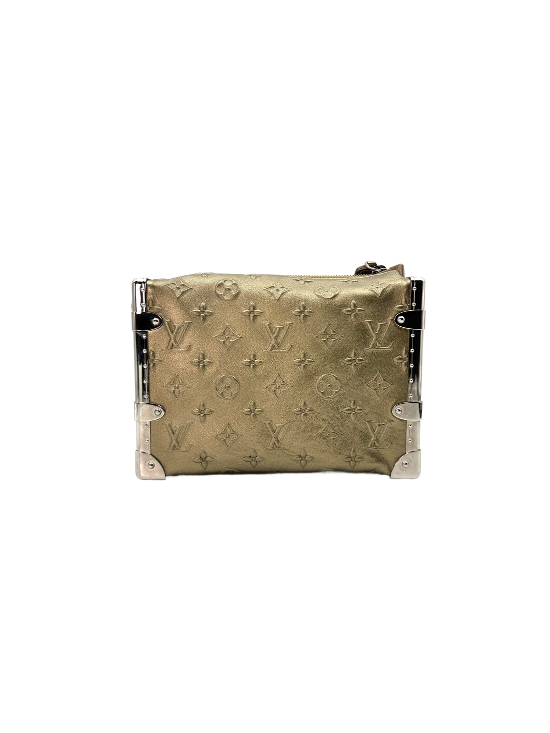 Louis Vuitton Metallic Light Gold Debossed Monogram Calfskin Side Trunk MM Shoulder Bag LV1929