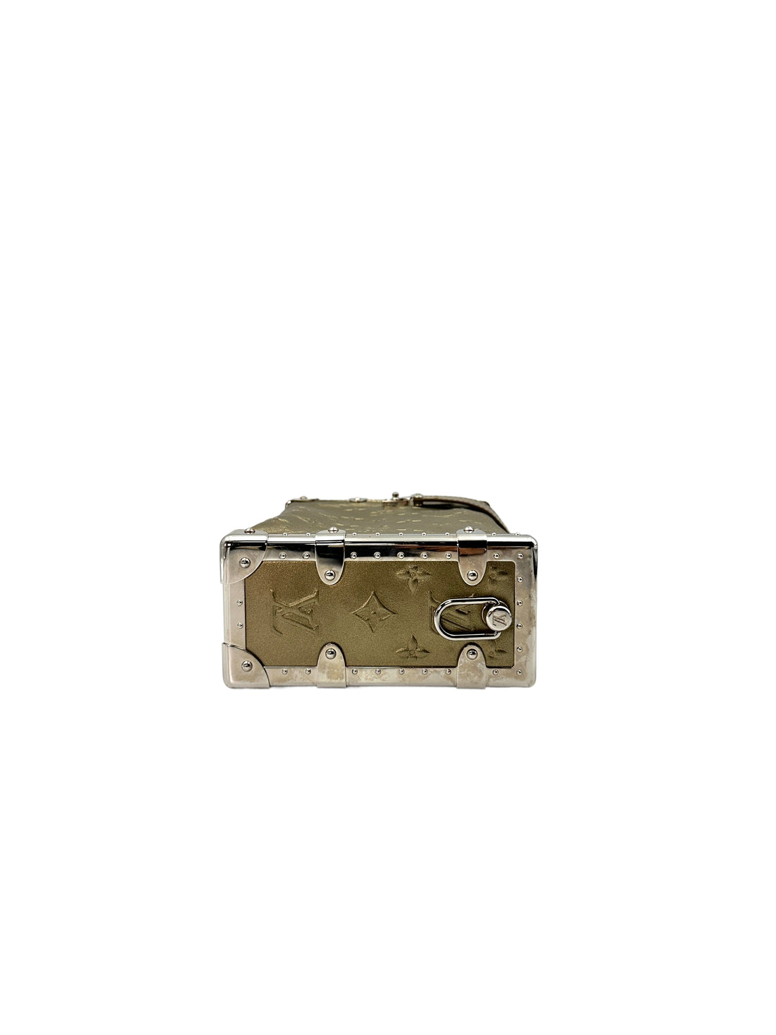 Louis Vuitton Metallic Light Gold Debossed Monogram Calfskin Side Trunk MM Shoulder Bag LV1929