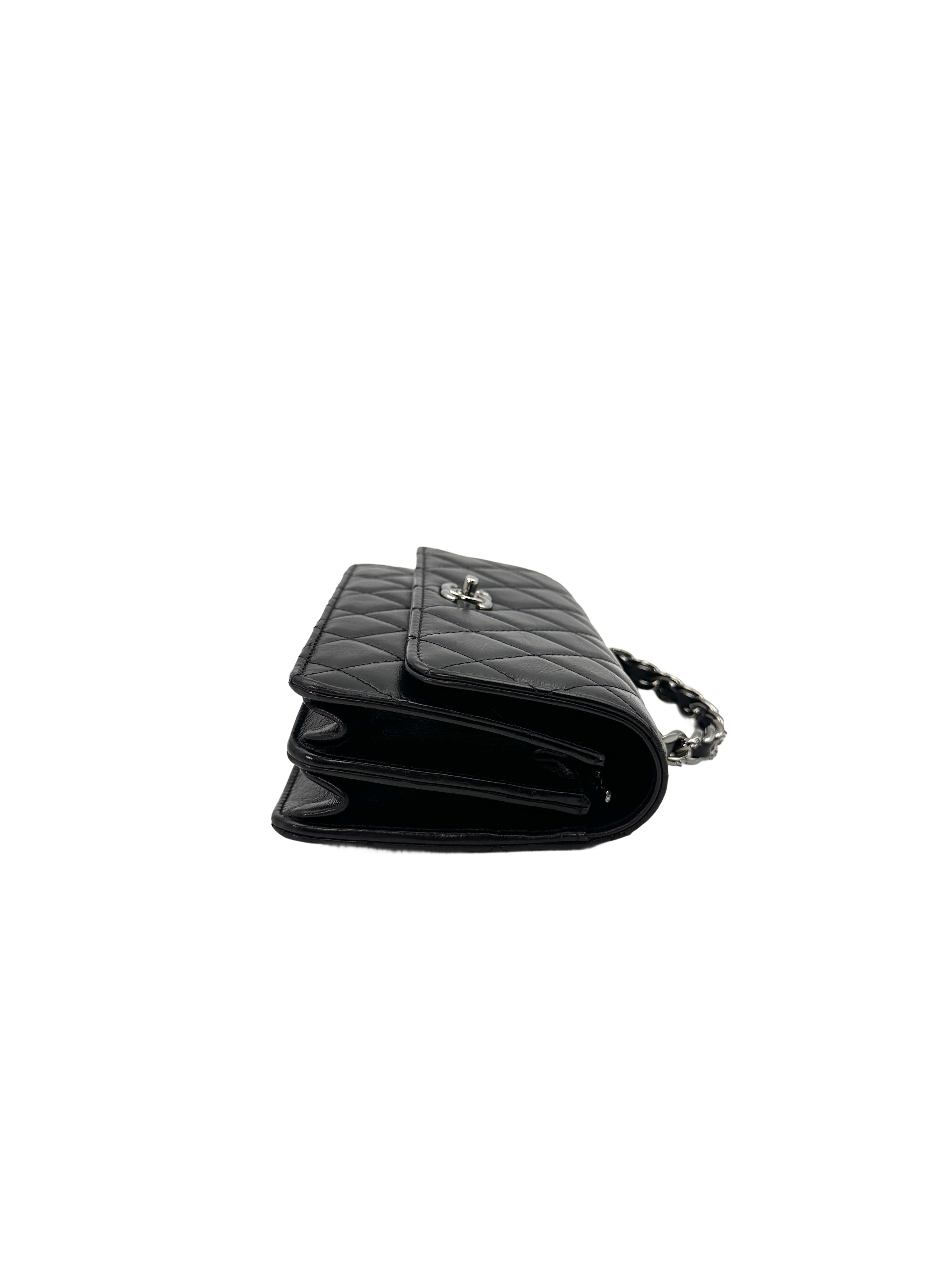 Chanel 23K Black Quilted Calfskin Top Handle Wallet On Chain(T8***CE) CC1416