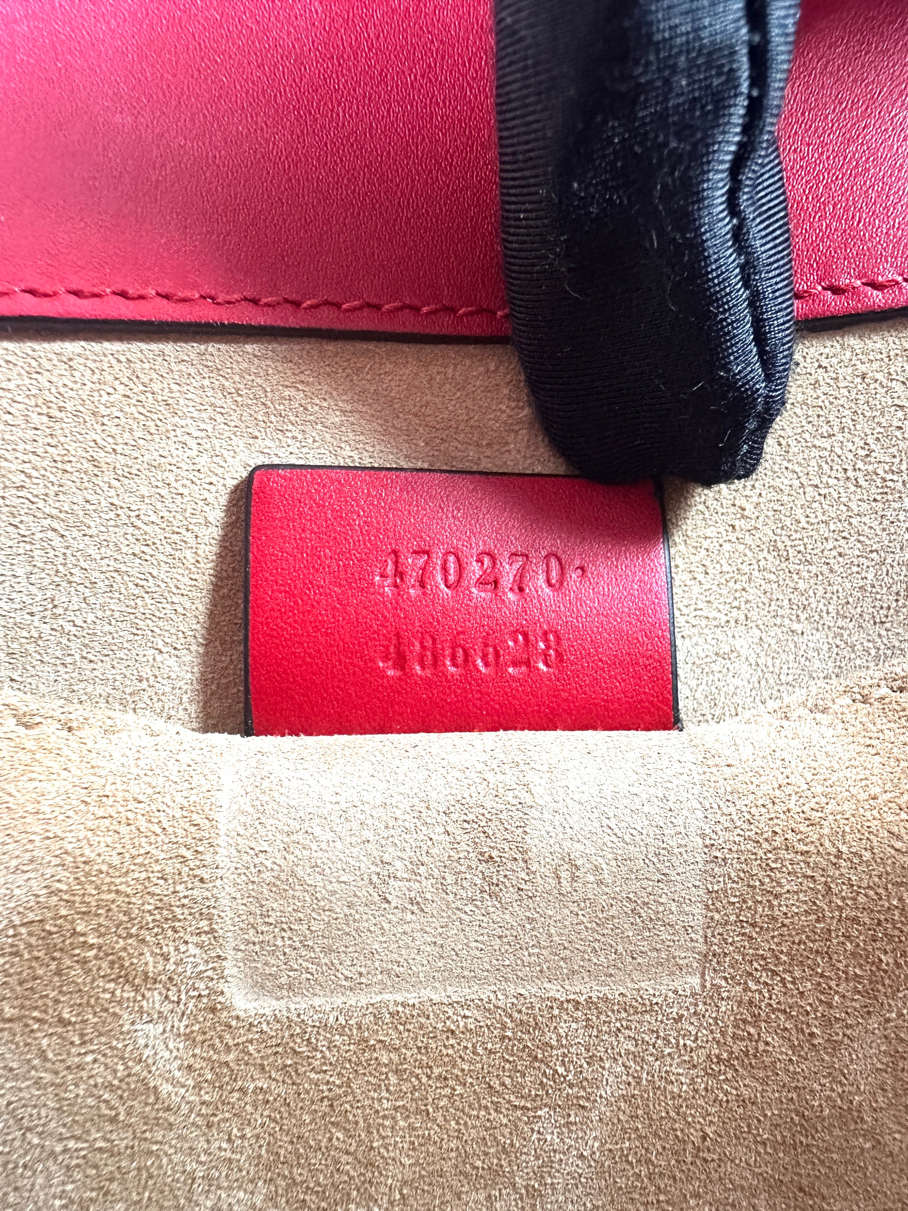 Gucci Sylvie Hibiscus Red Leather Small Size Top Handle Bag GG627