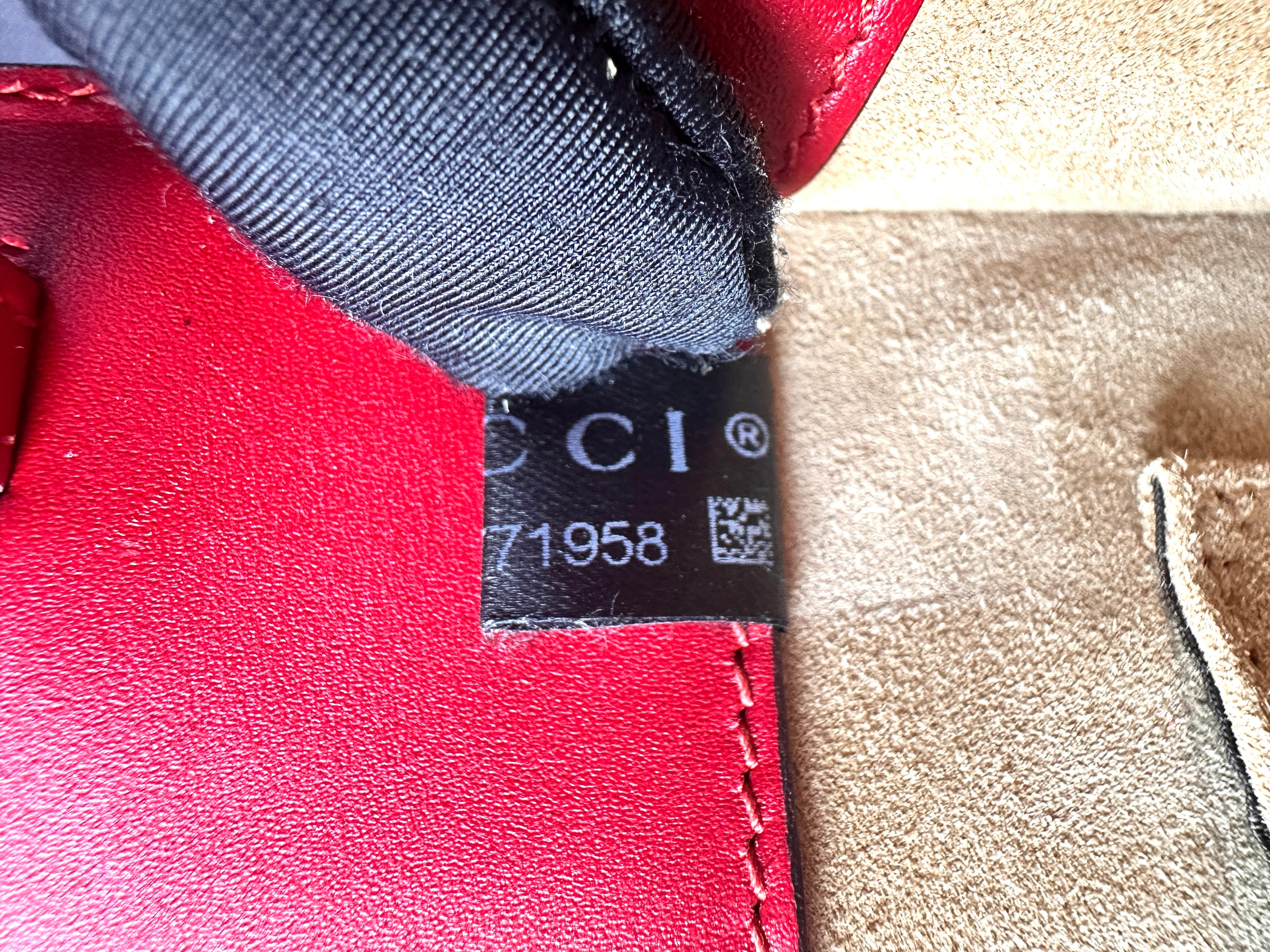 Gucci Sylvie Hibiscus Red Leather Small Size Top Handle Bag GG627
