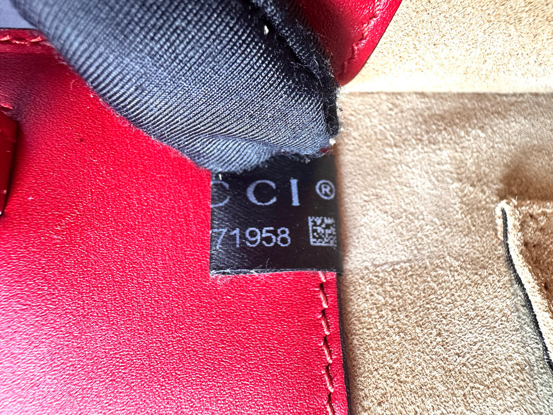 Gucci Sylvie Hibiscus Red Leather Small Size Top Handle Bag GG627