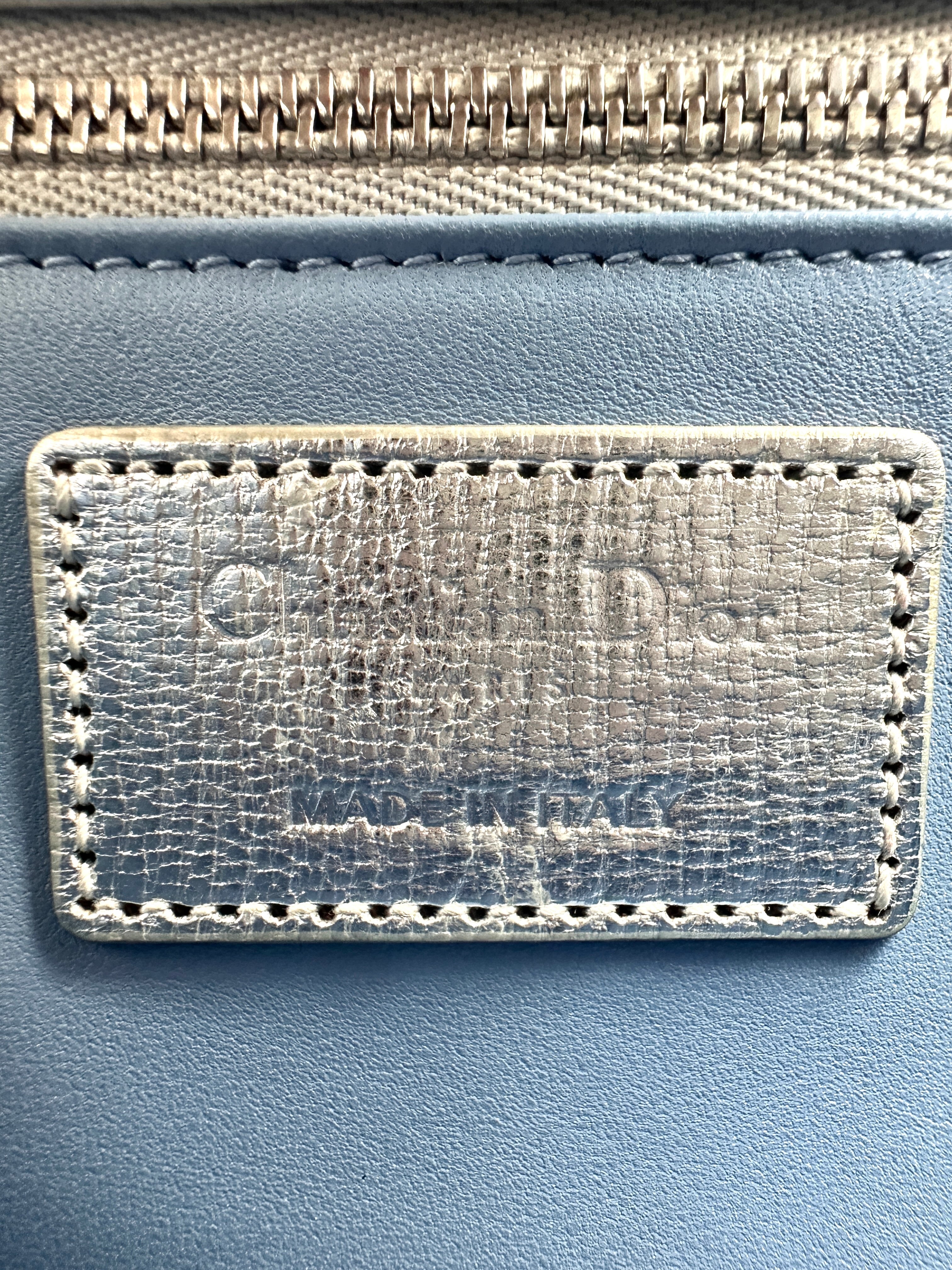 Christian Dior Lady Dior Silver Cannage Leather Handle Bag With Silver Charms DR500