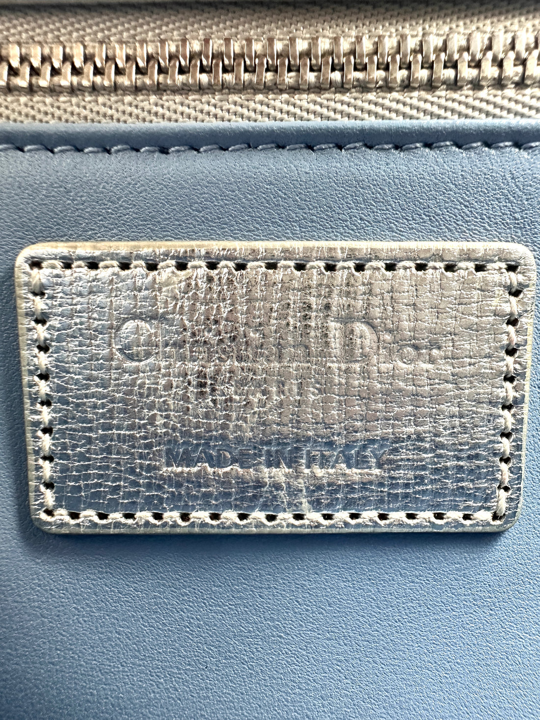 Christian Dior Lady Dior Silver Cannage Leather Handle Bag With Silver Charms DR500