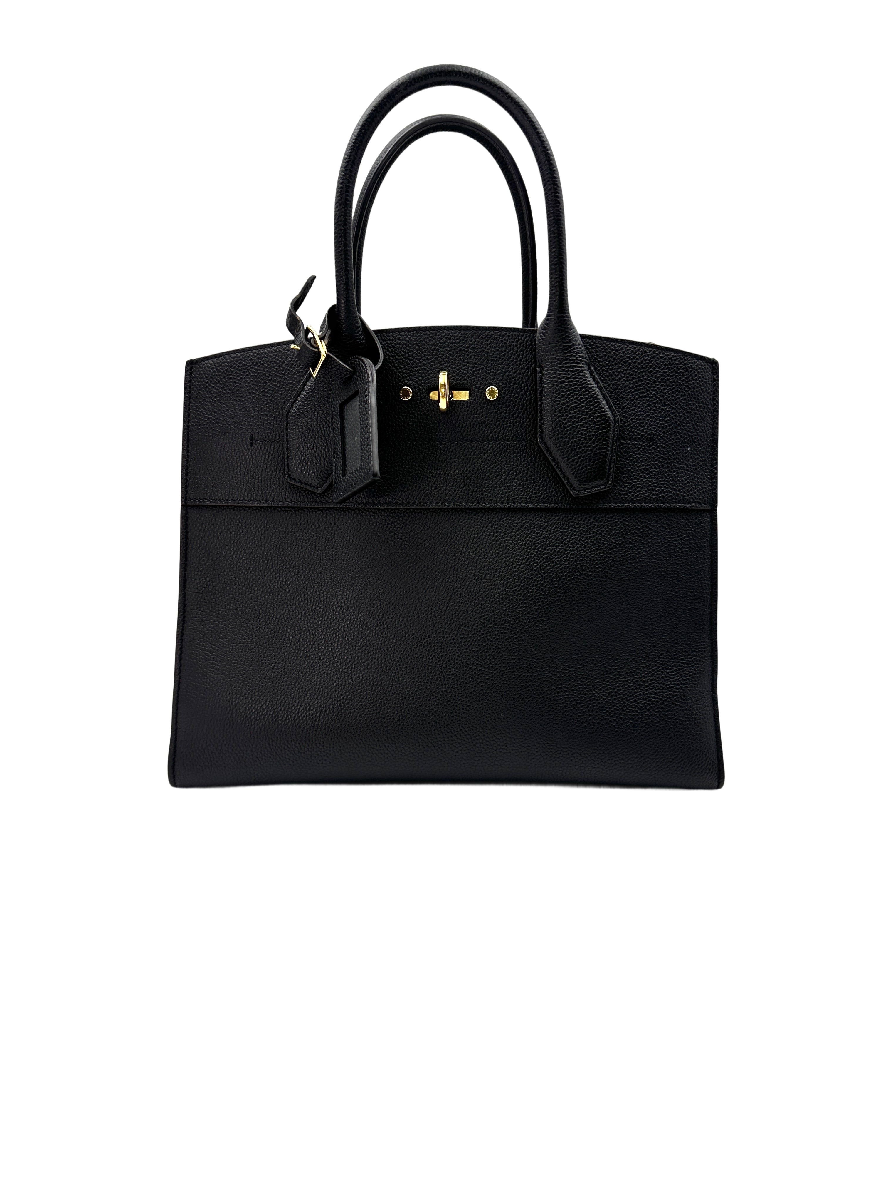 Louis Vuitton City Steamer MM Black Leather Handle Bag LV1933