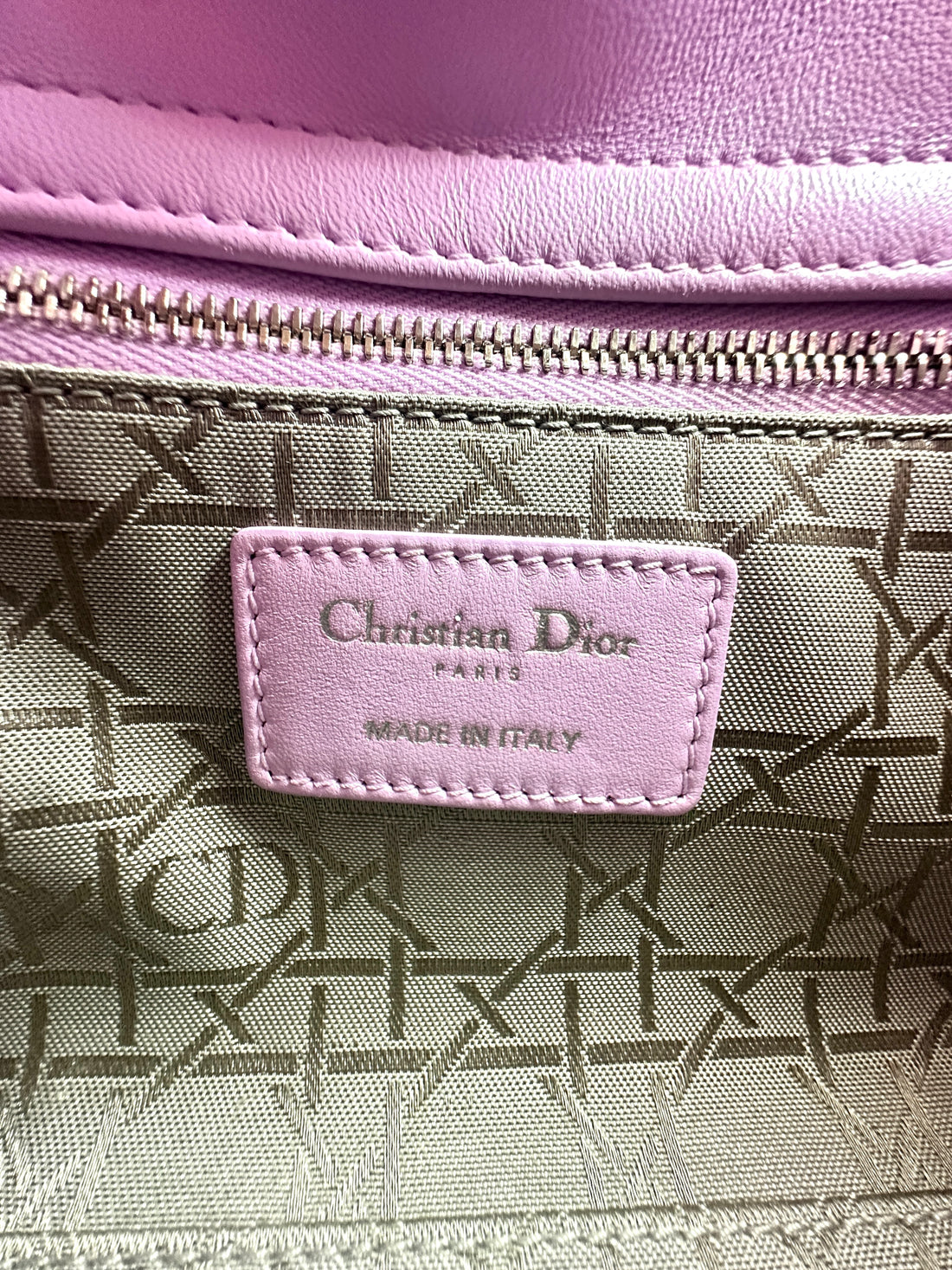 Christian Dior Lady Dior Light Purple Cannage Lambskin Handle Bag With Silver Charms DR502