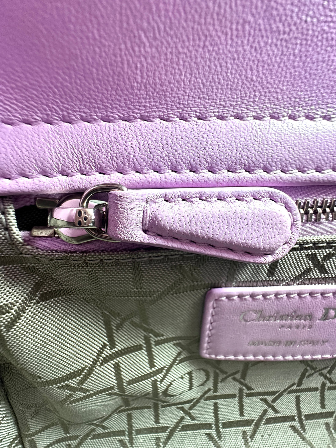 Christian Dior Lady Dior Light Purple Cannage Lambskin Handle Bag With Silver Charms DR502
