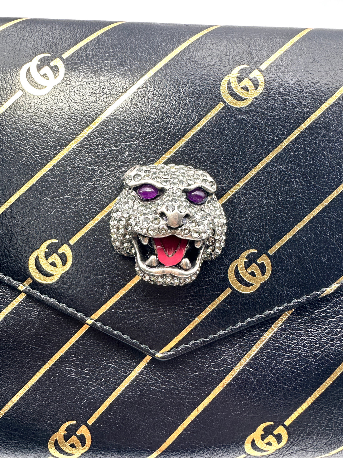 Gucci Thiara Envelope Shoulder Bag With Tiger Head Charm GG628
