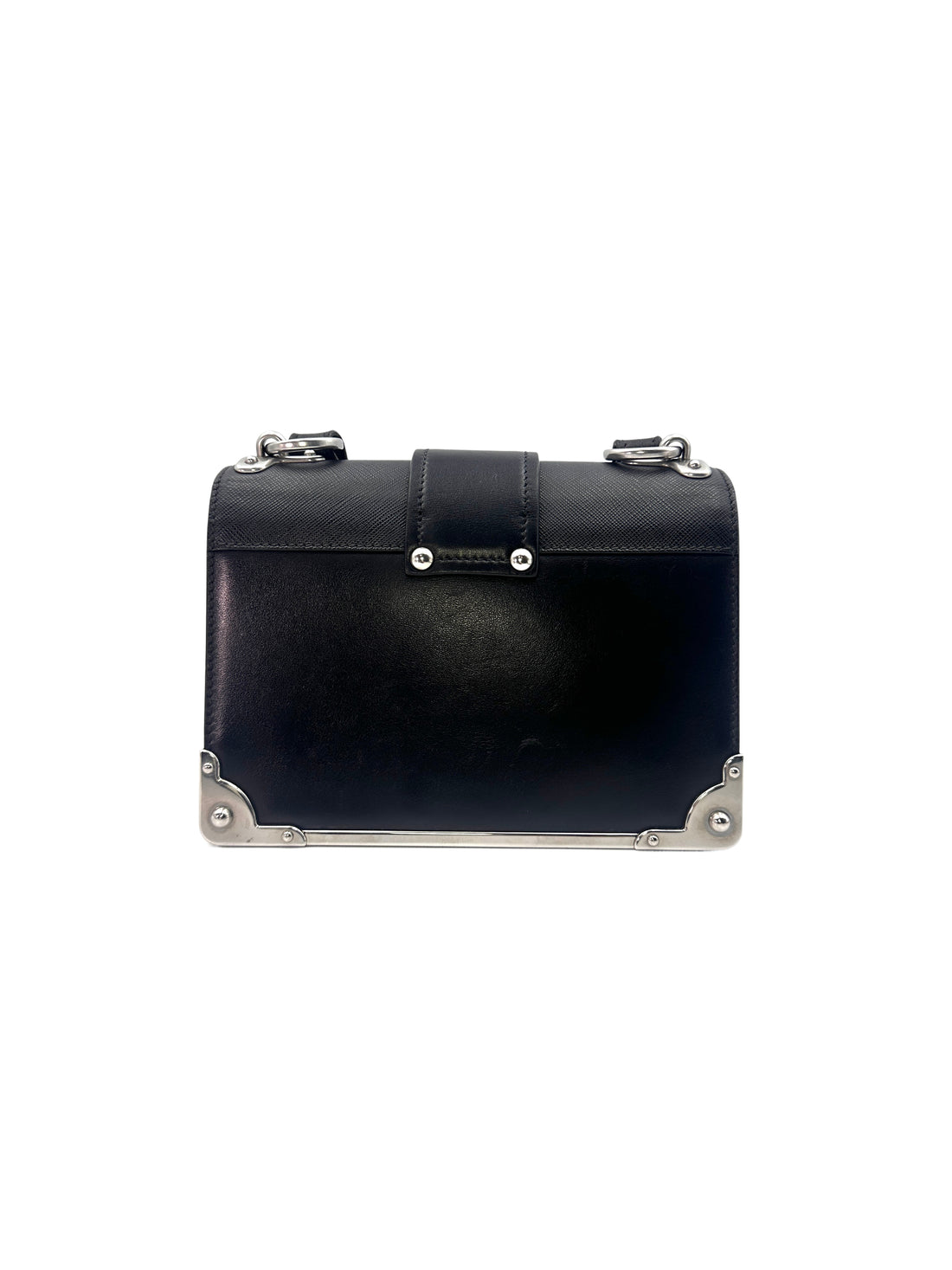 Prada Cahier Black Calfskin Shoulder Bag With Silver Hardware PR188