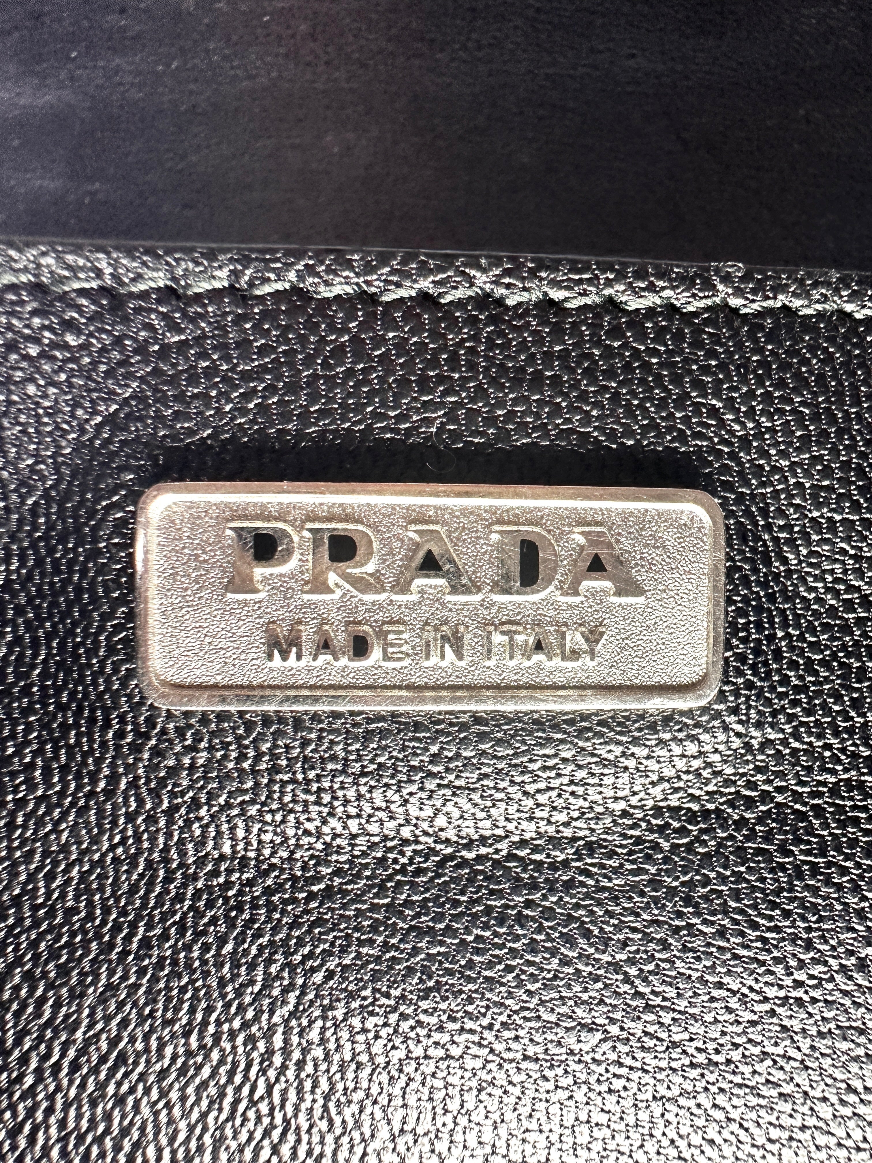 Prada Cahier Black Calfskin Shoulder Bag With Silver Hardware PR188