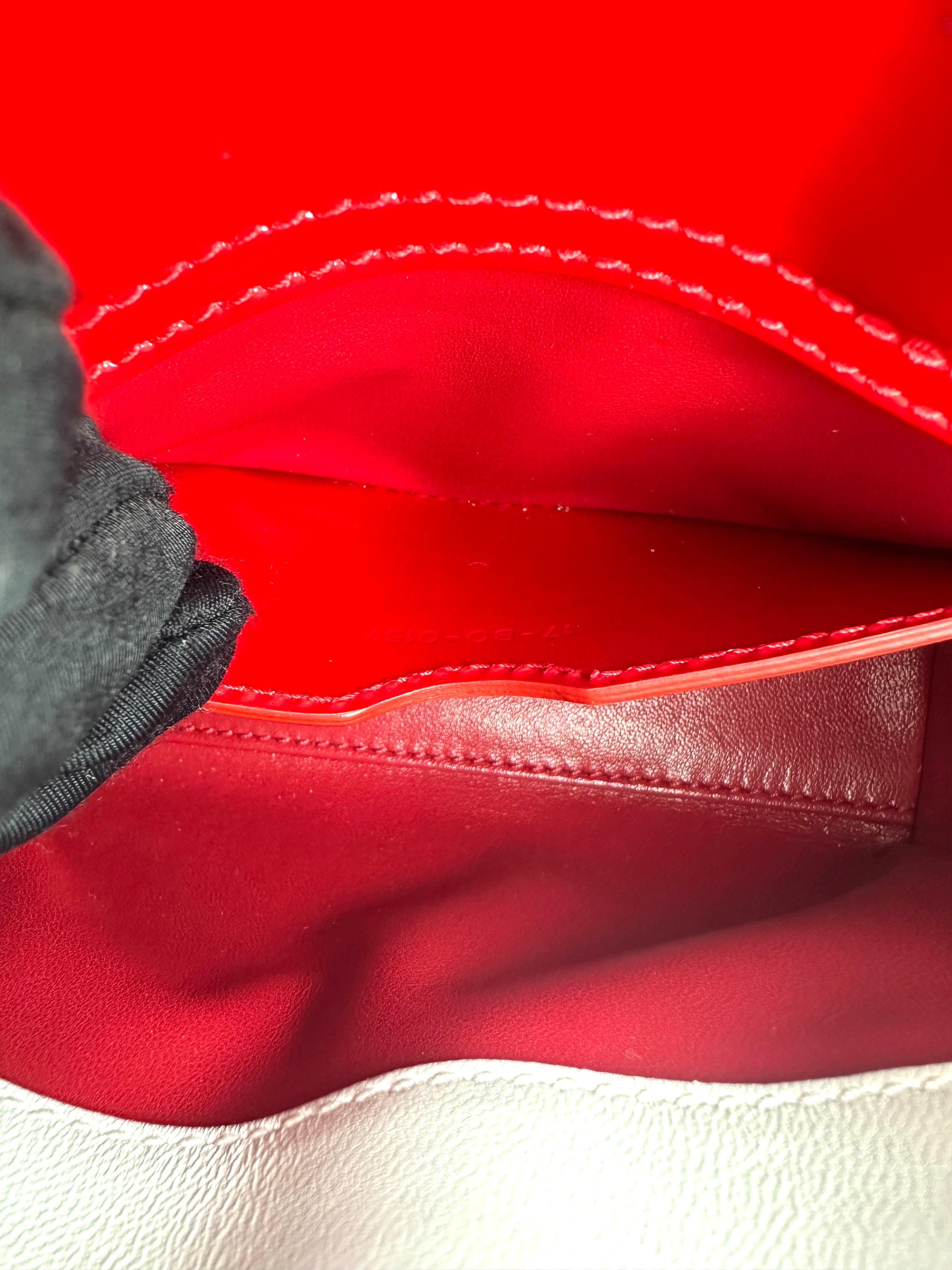 Christian Dior Lady Dior White Cannage Heart Print Leather Micro Handle Bag With Red Charms DR503
