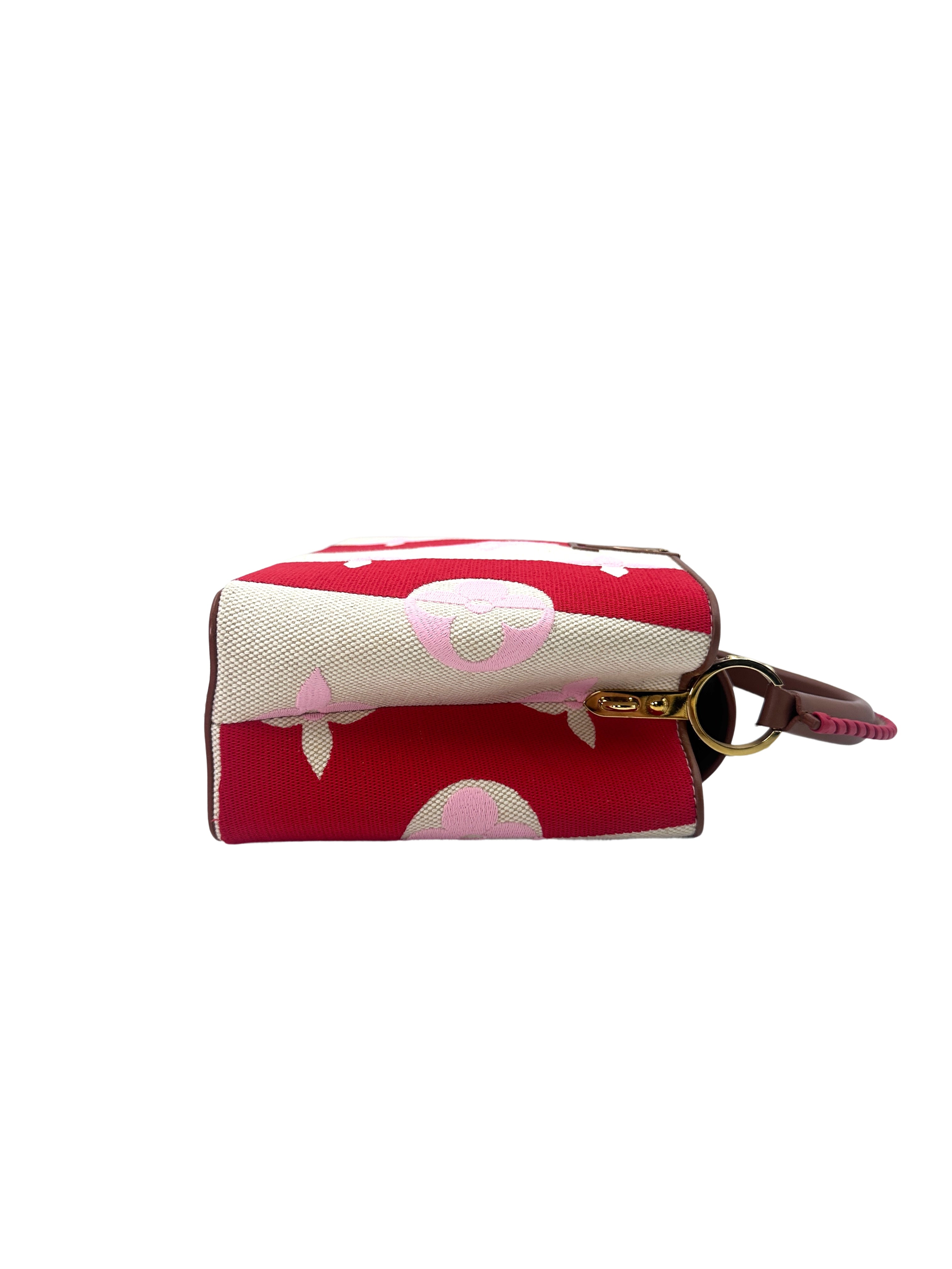 Louis Vuitton Capucines Pink Giant Monogram Embroidered Canvas Leather Bag With Braided Handle Bag LV1943