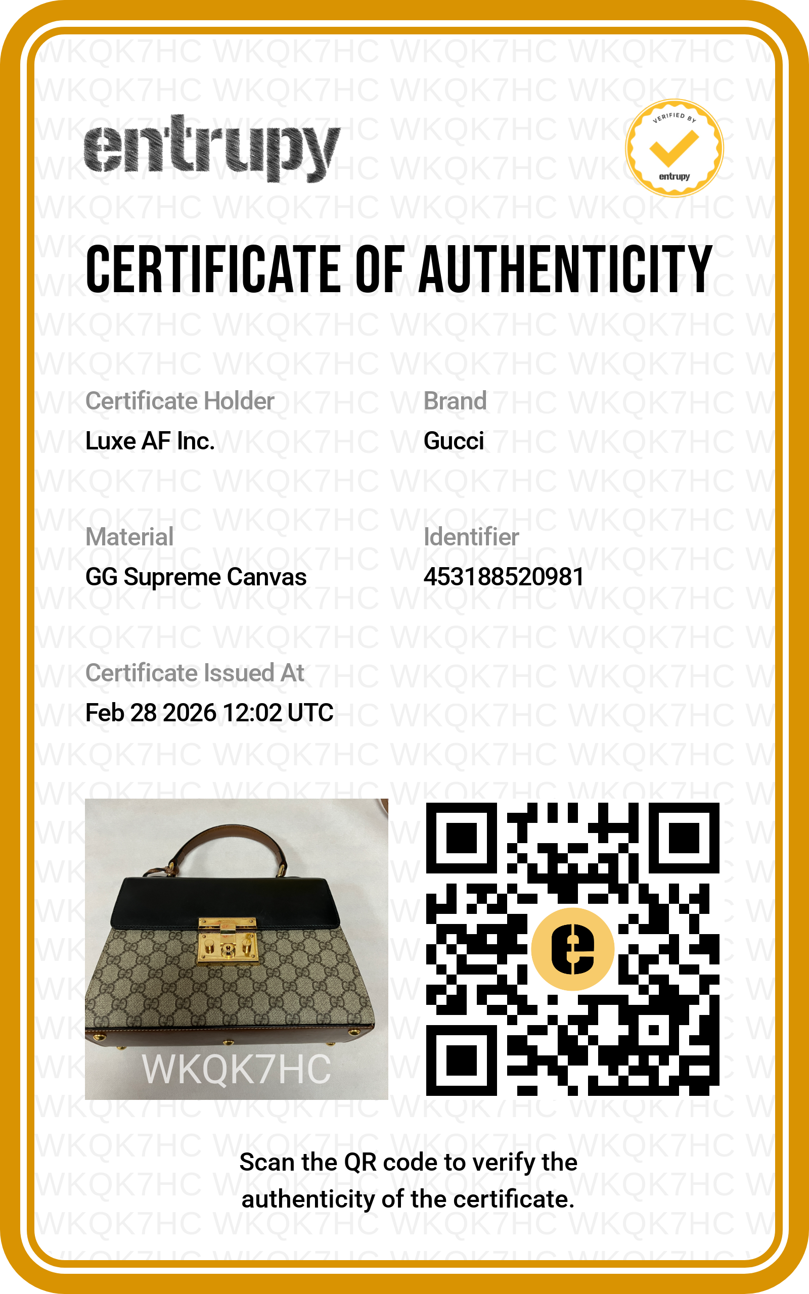 Gucci Padlock GG Supreme Top Handle Bag With Gold Buckle GG633