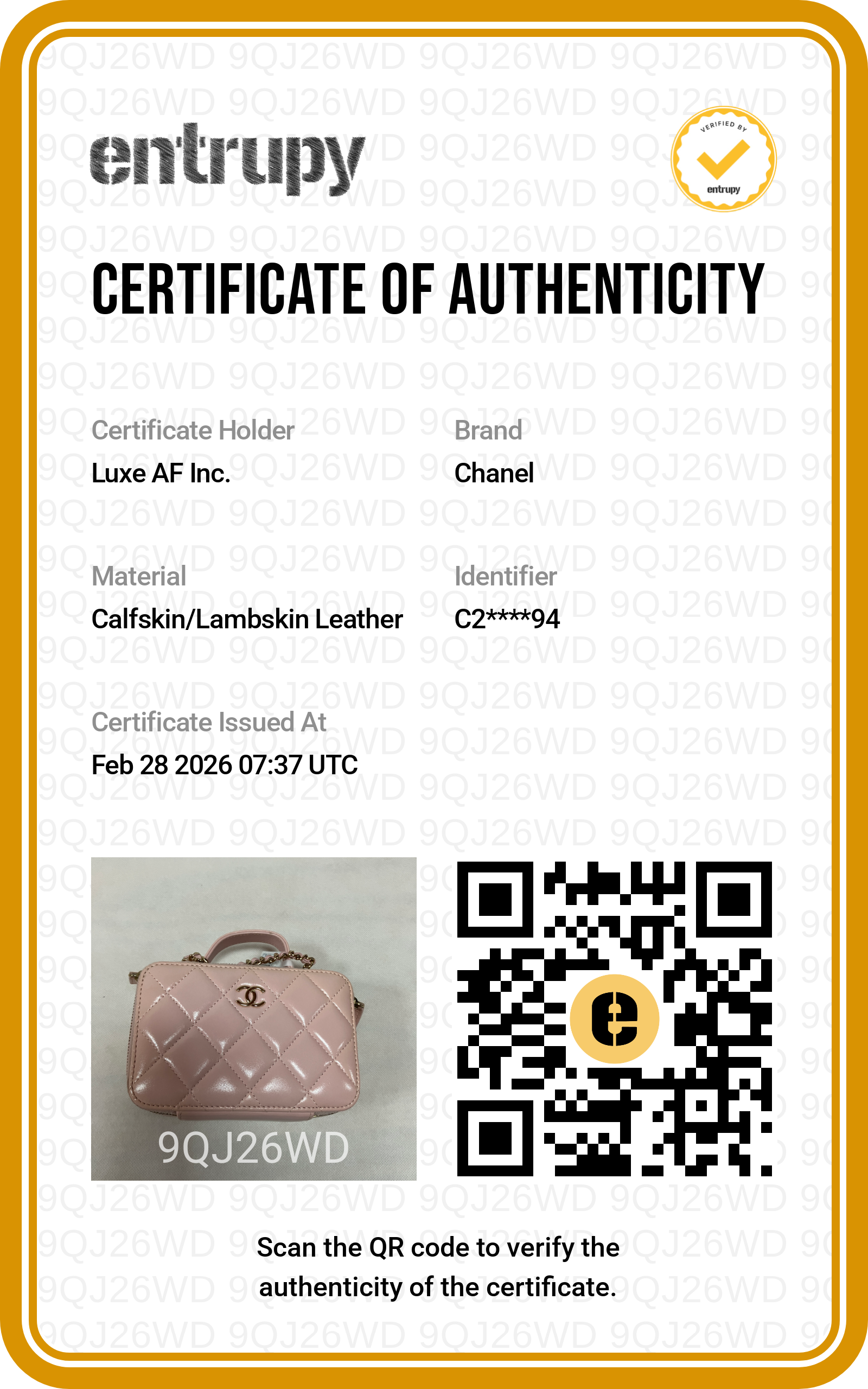 Chanel 22B Light Pink Quilted Lambskin Top Handle Vanity Case(C2***94) CC1493