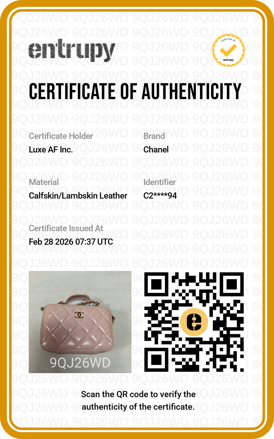 Chanel 22B Light Pink Quilted Lambskin Top Handle Vanity Case(C2***94) CC1493