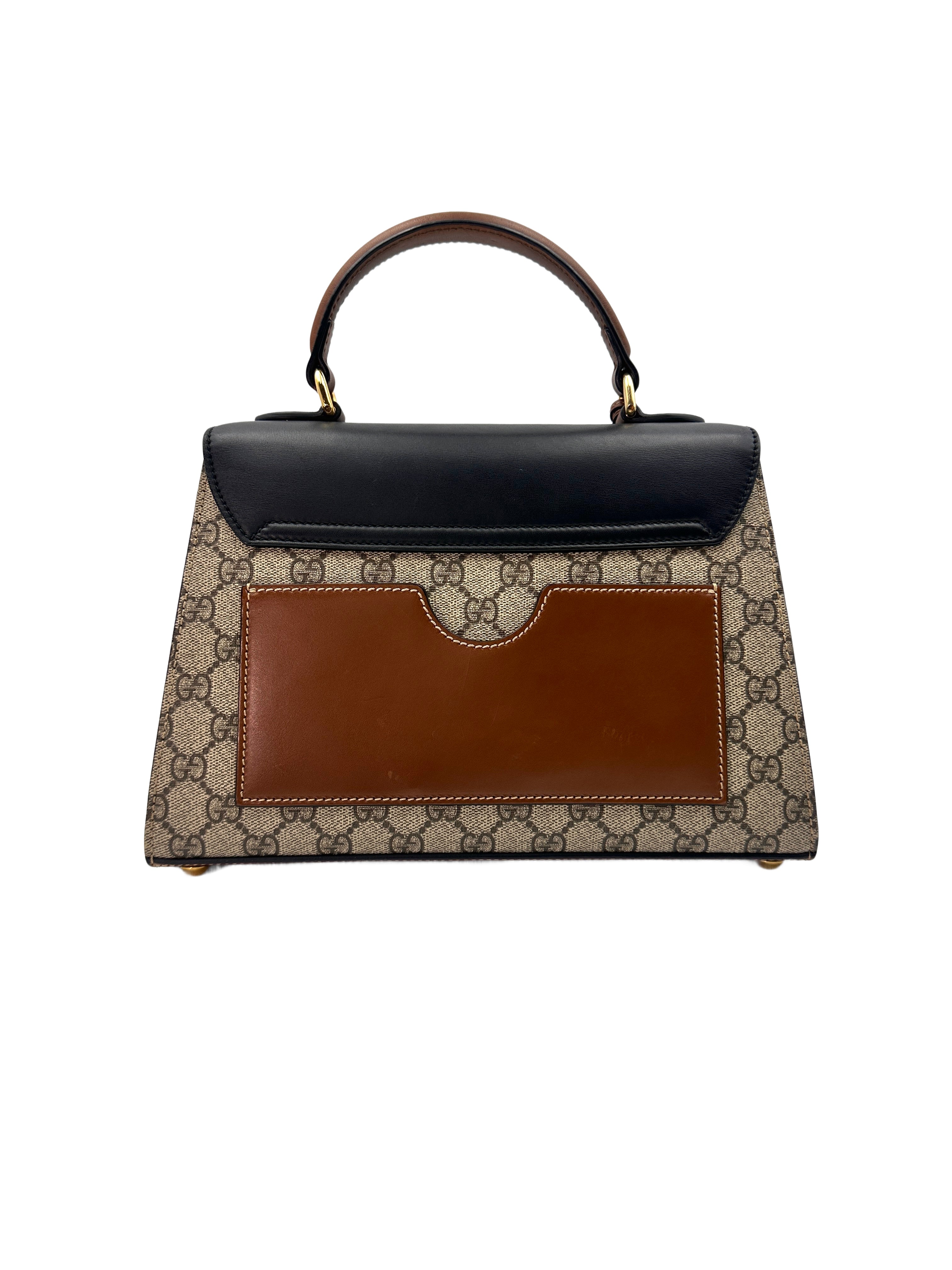 Gucci Padlock GG Supreme Top Handle Bag With Gold Buckle GG633