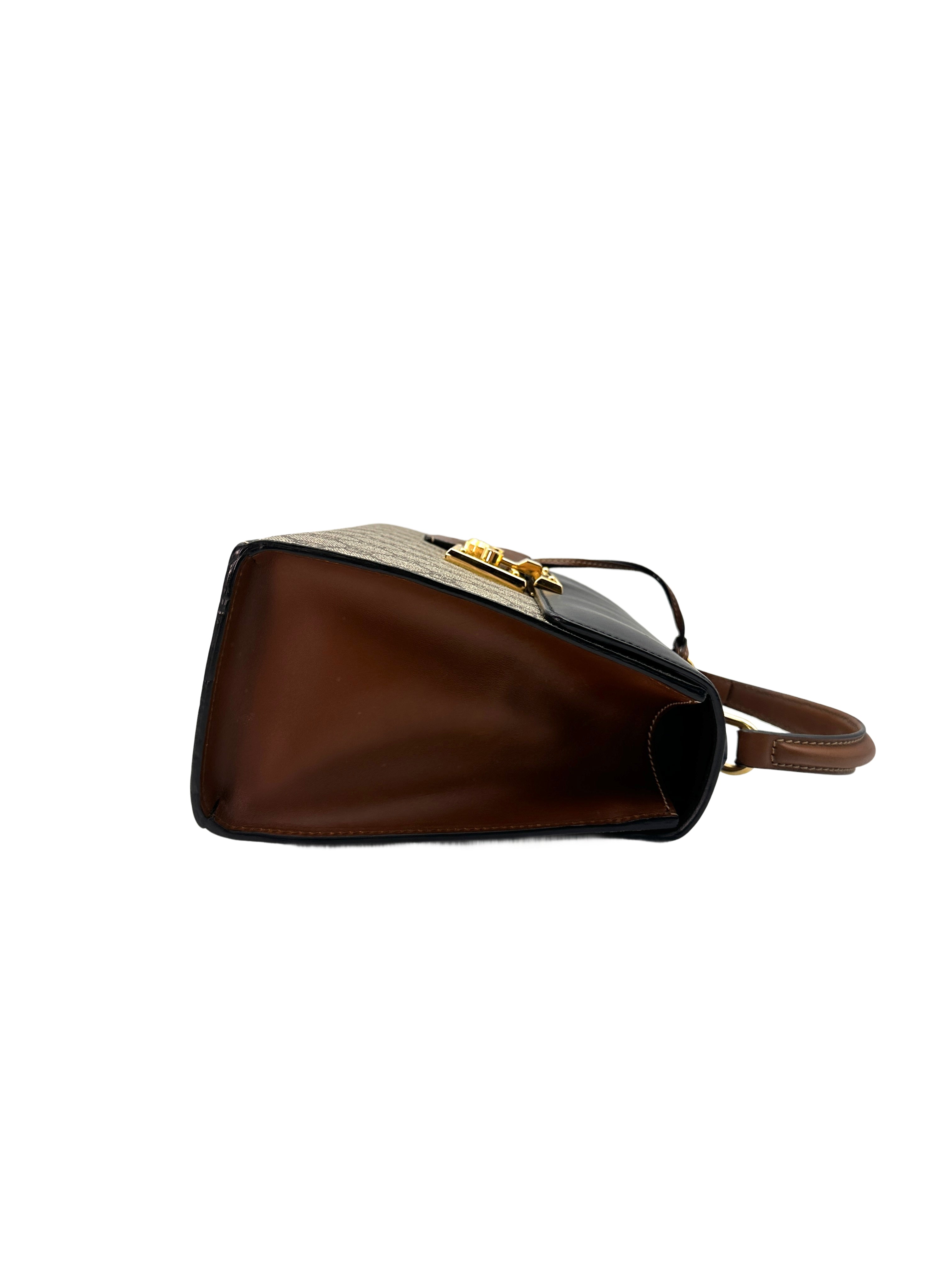Gucci Padlock GG Supreme Top Handle Bag With Gold Buckle GG633