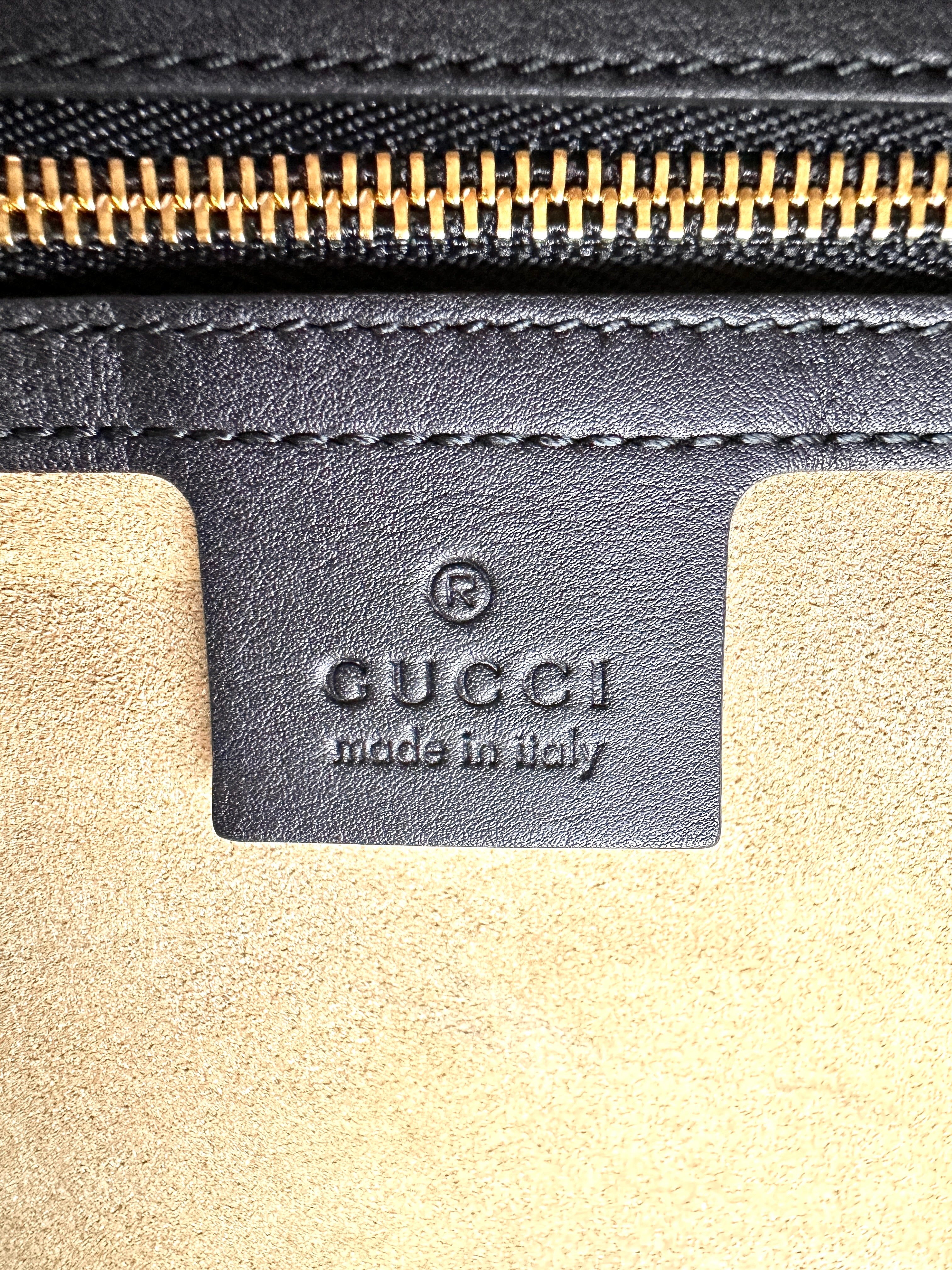 Gucci Padlock GG Supreme Top Handle Bag With Gold Buckle GG633