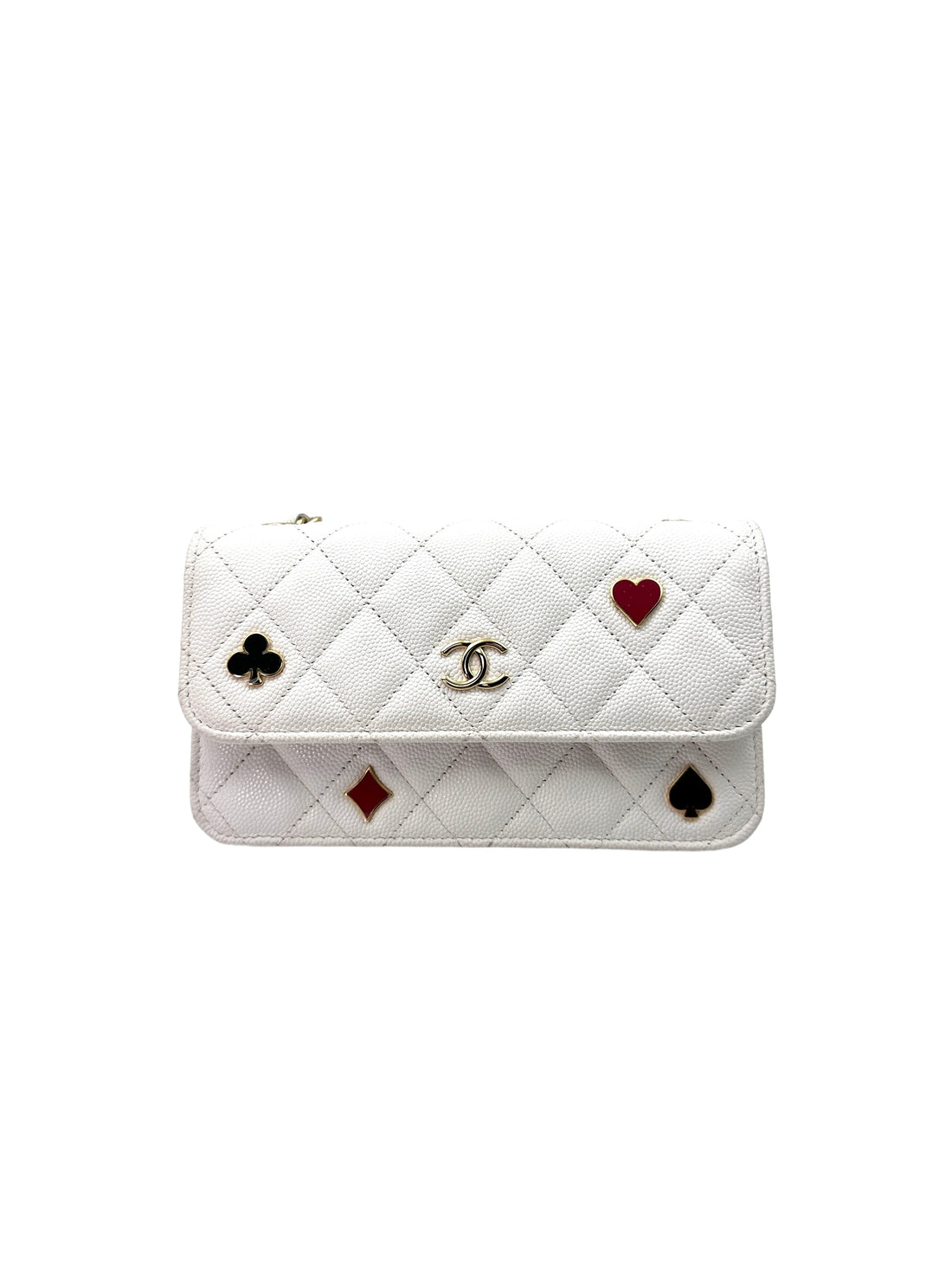 Chanel CoCo Casino White Quilted Calfskin Flap Wallet On Chain(EX***45) IRIS015