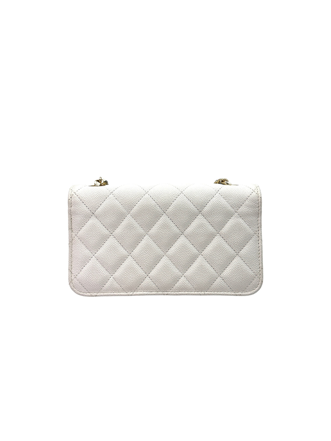 Chanel CoCo Casino White Quilted Calfskin Flap Wallet On Chain(EX***45) IRIS015