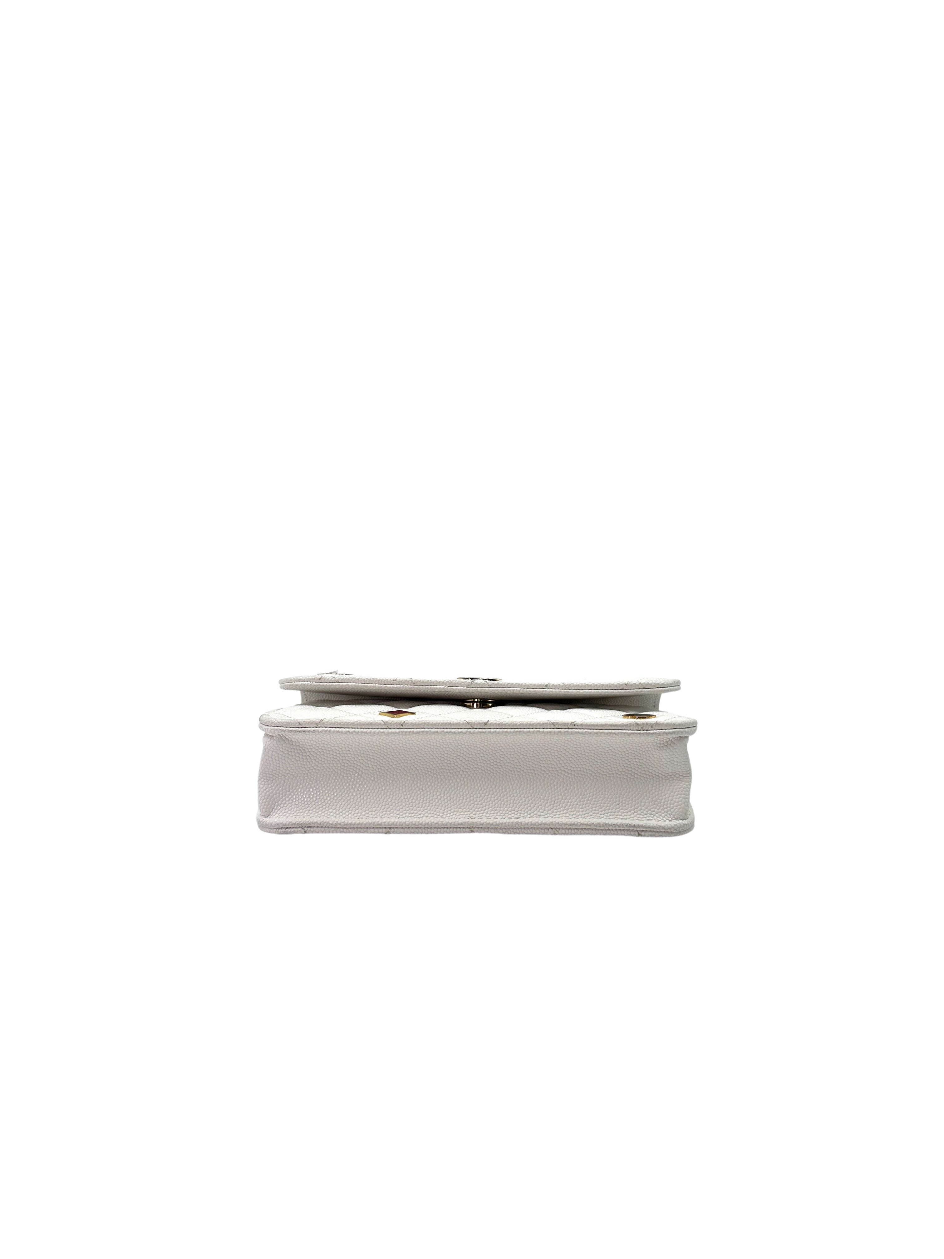 Chanel CoCo Casino White Quilted Calfskin Flap Wallet On Chain(EX***45) IRIS015