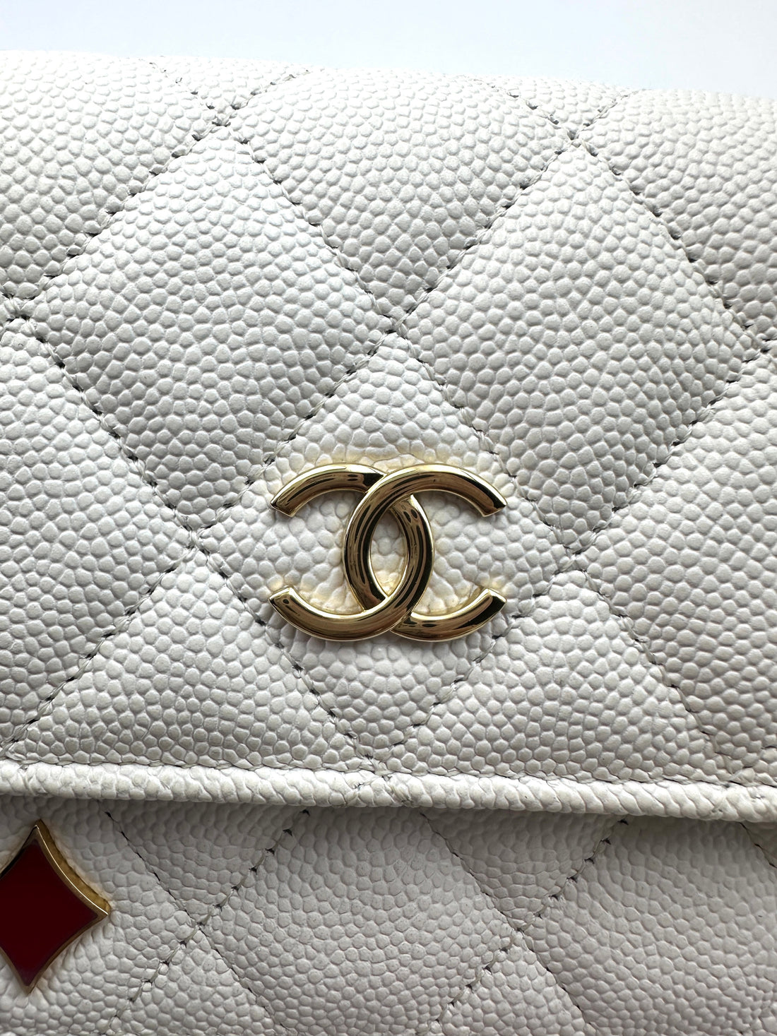 Chanel CoCo Casino White Quilted Calfskin Flap Wallet On Chain(EX***45) IRIS015