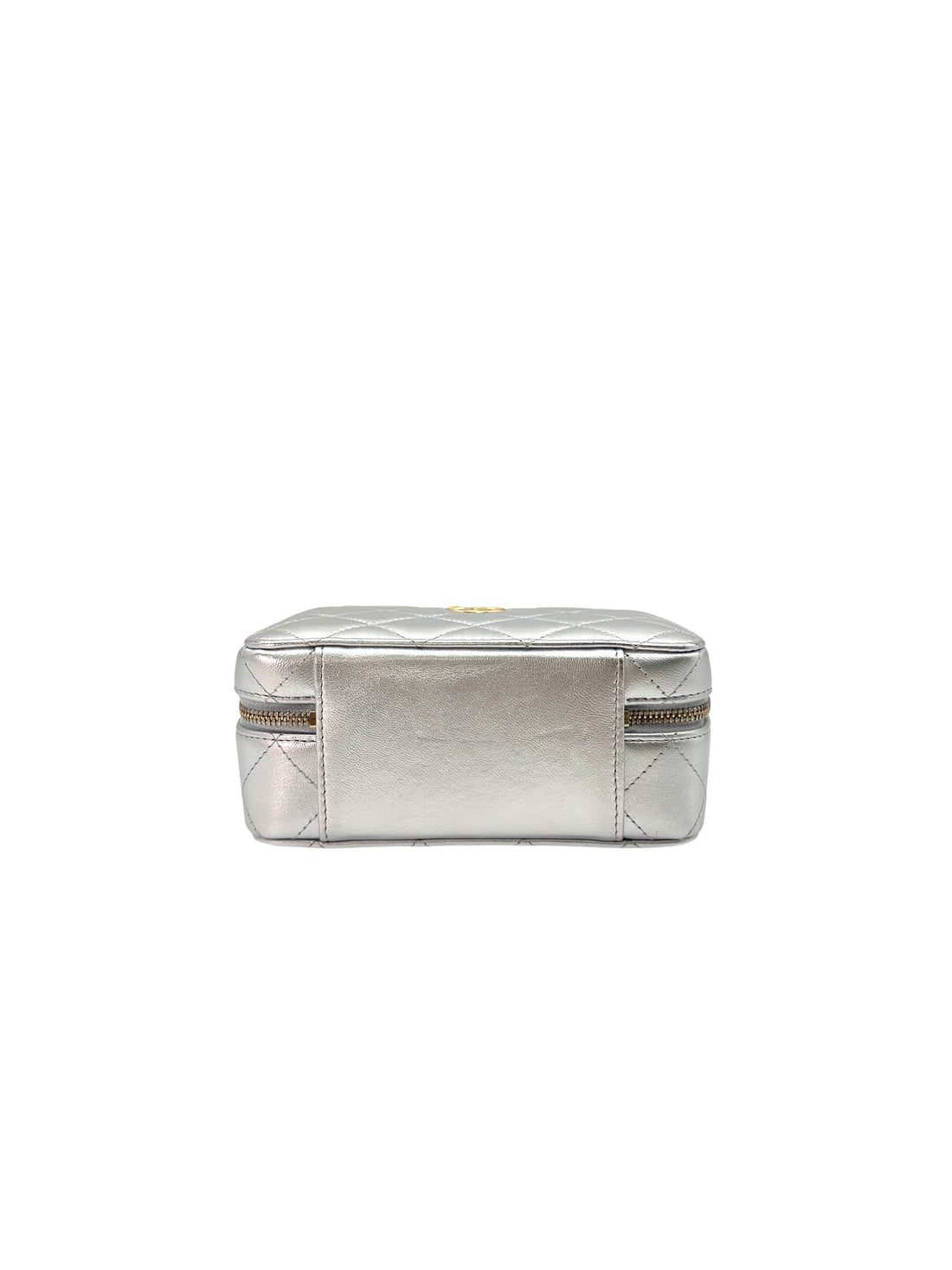 Chanel 23P "Pick Me Up"Silver Quilted Calfskin Top Handle Vanity Case(K8***JA) CC1419