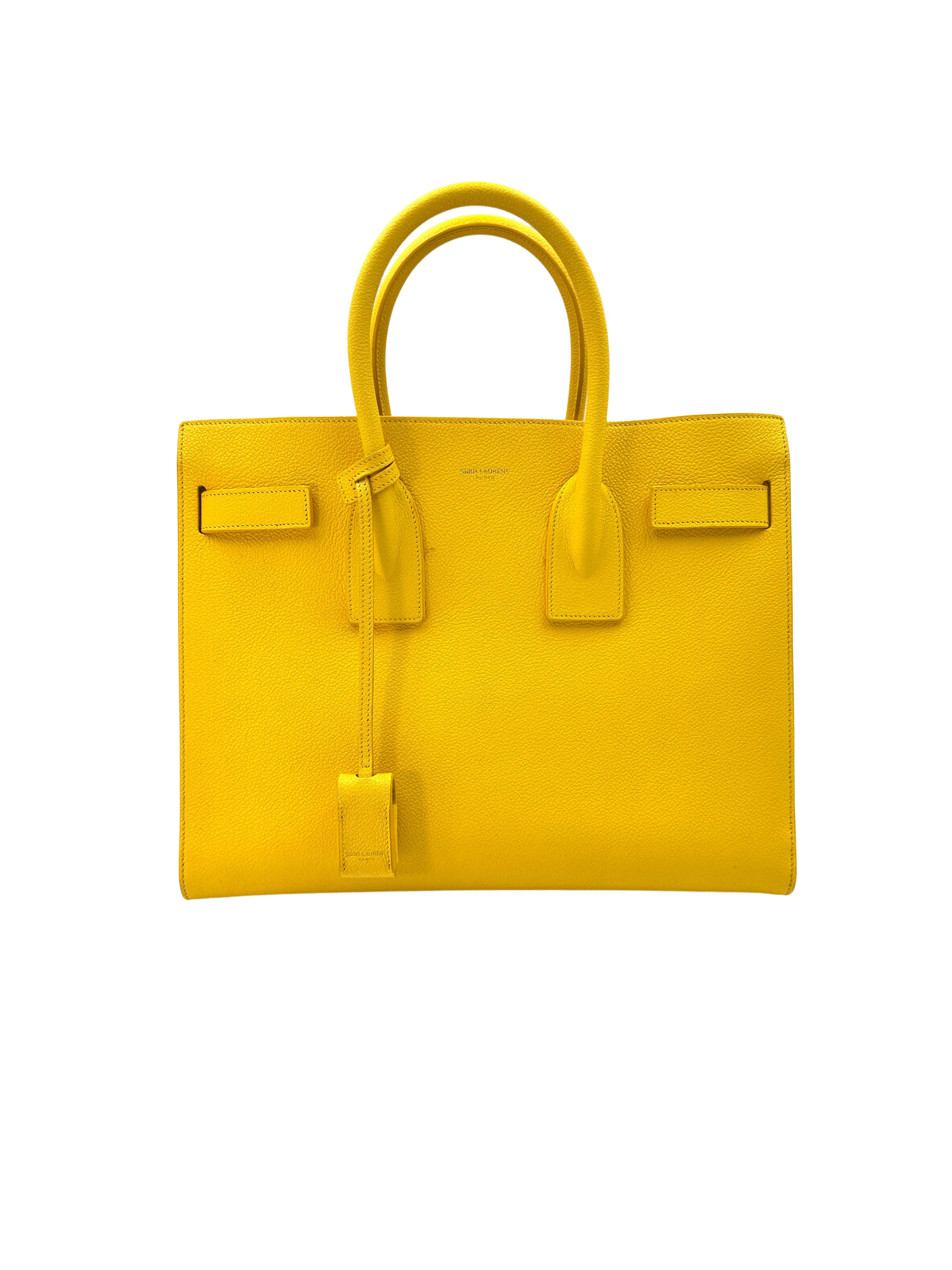 Saint Laurent Sac De Jour Yellow Leather Medium Size Handle Bag SL162