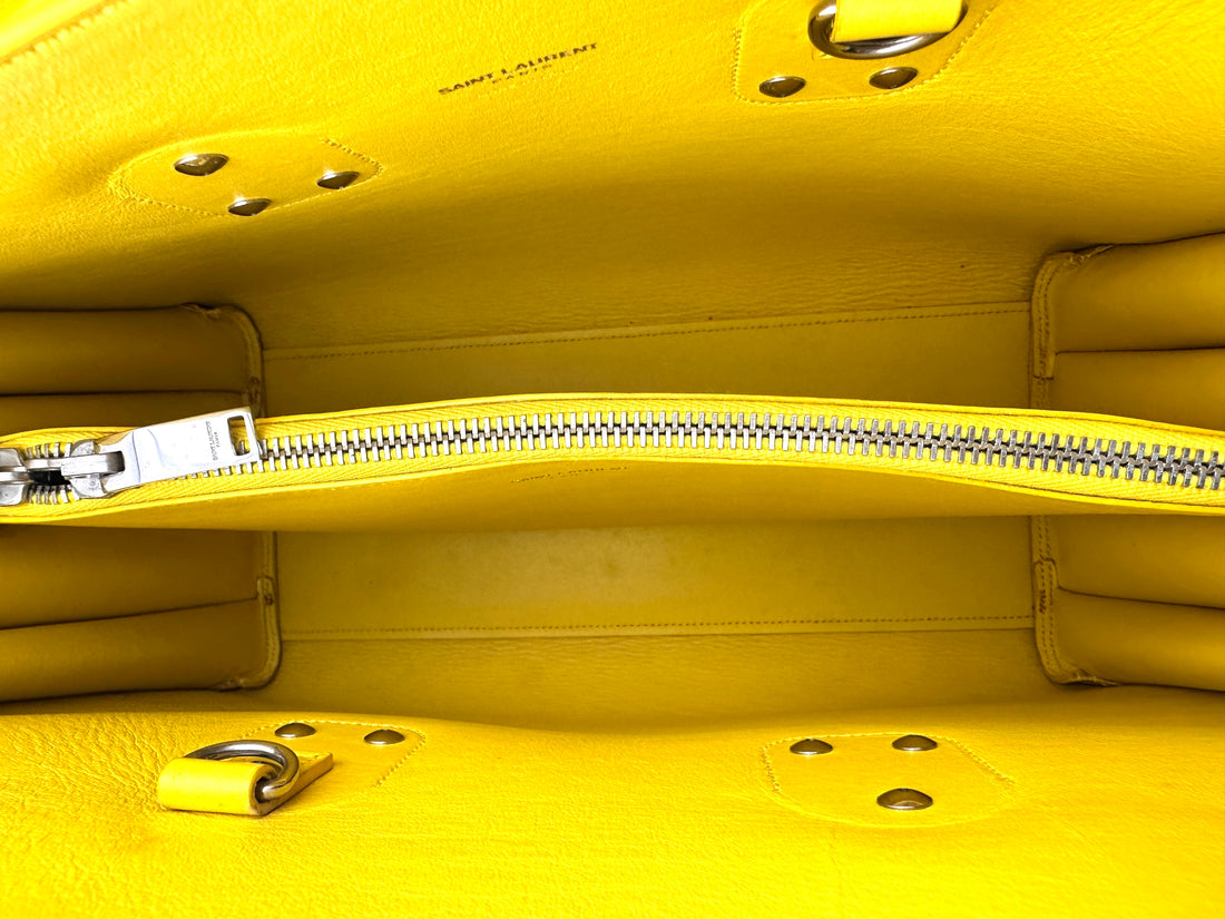Saint Laurent Sac De Jour Yellow Leather Medium Size Handle Bag SL162