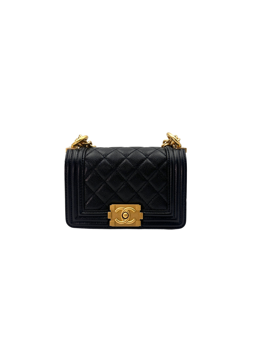 Chanel LeBoy Black Quilted Leather Mini Flap Bag With Gold Buckle(GG***H0) CC1423