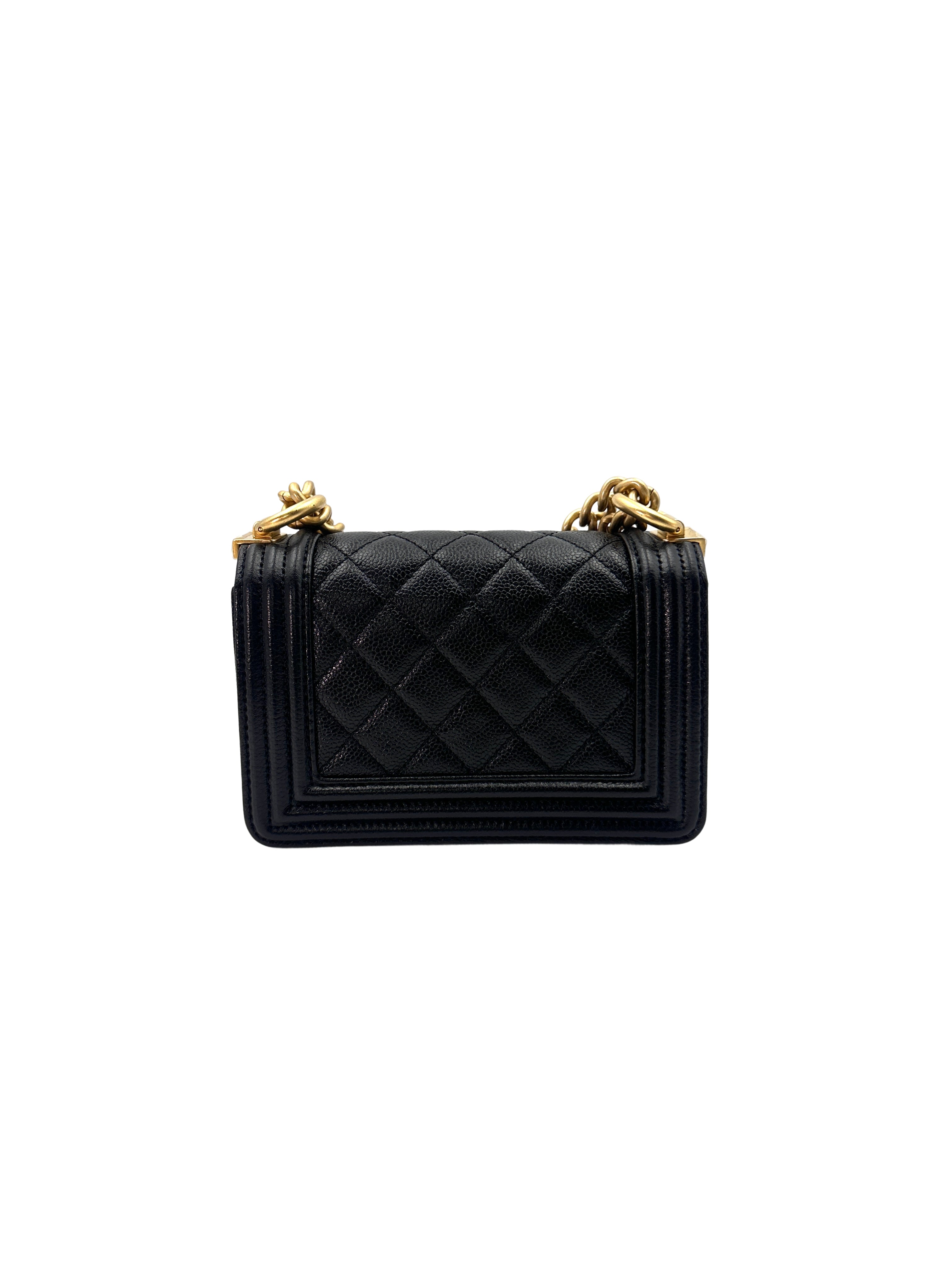 Chanel LeBoy Black Quilted Leather Mini Flap Bag With Gold Buckle(GG***H0) CC1423