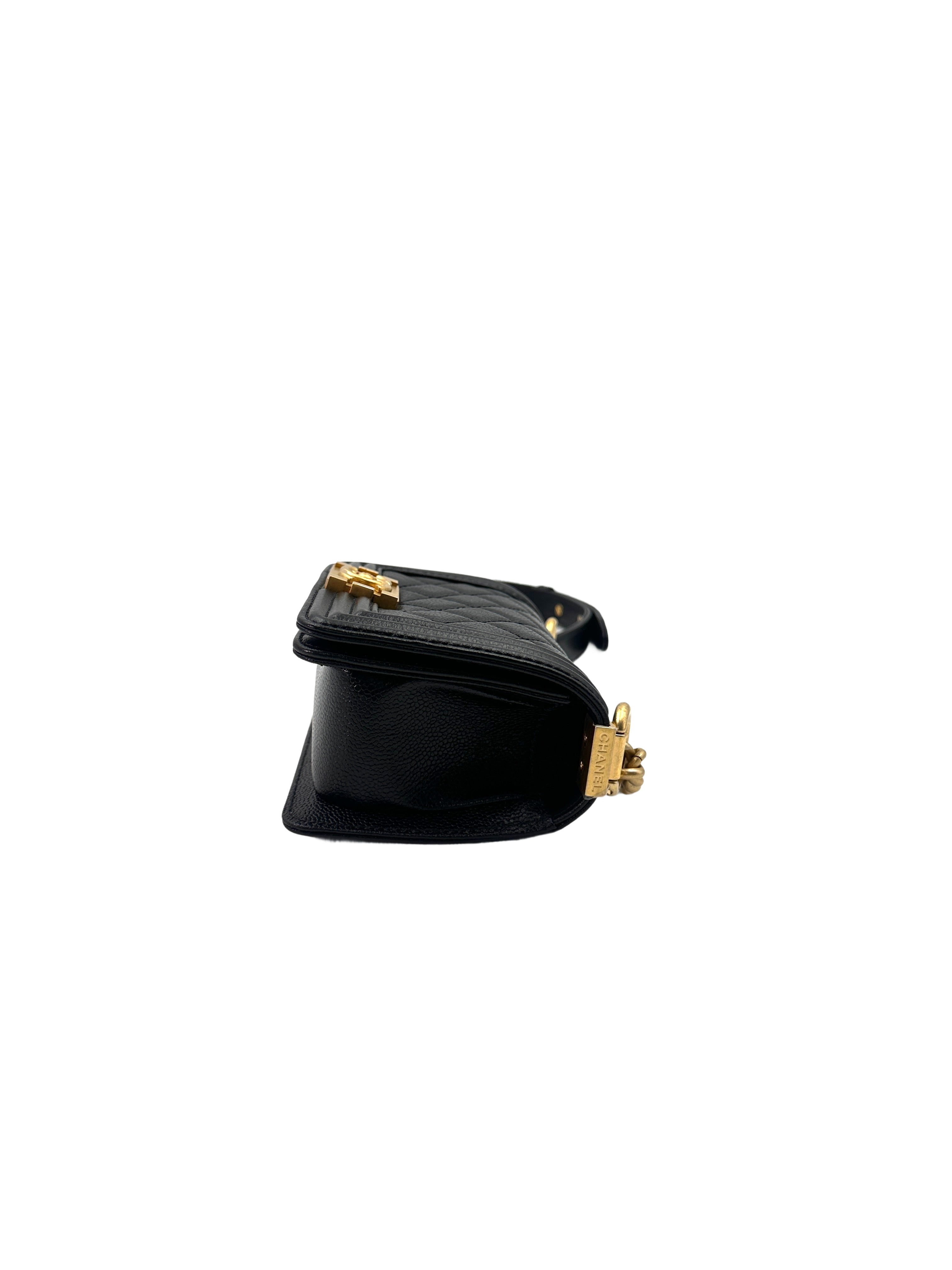 Chanel LeBoy Black Quilted Leather Mini Flap Bag With Gold Buckle(GG***H0) CC1423