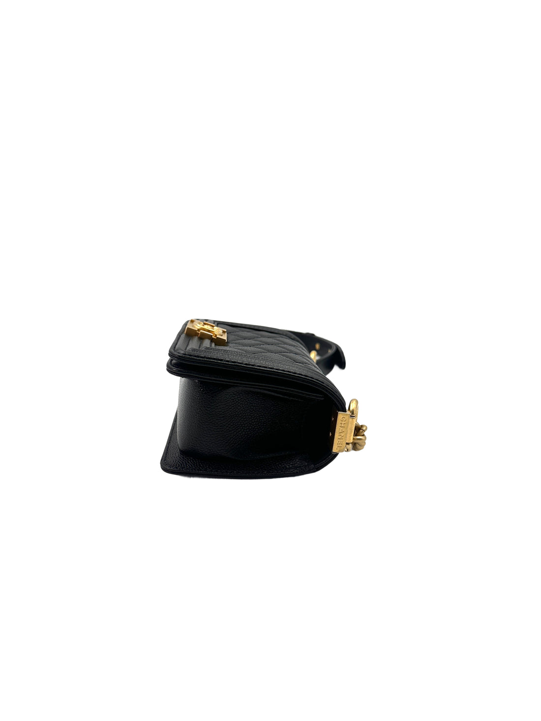 Chanel LeBoy Black Quilted Leather Mini Flap Bag With Gold Buckle(GG***H0) CC1423
