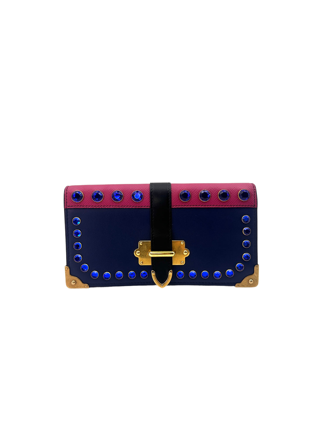 Prada Cahier Crystal-Embellished Saffiano Leather Small Size Chain Bag PR189