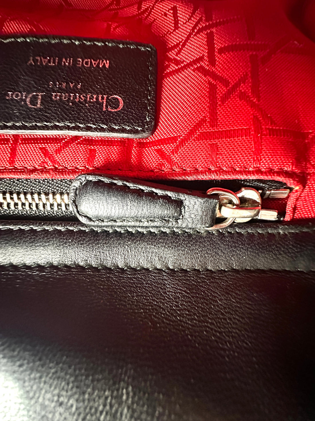Christian Dior Lady Dior Black Cannage Lambskin Handle Bag With Silver Charms DR505